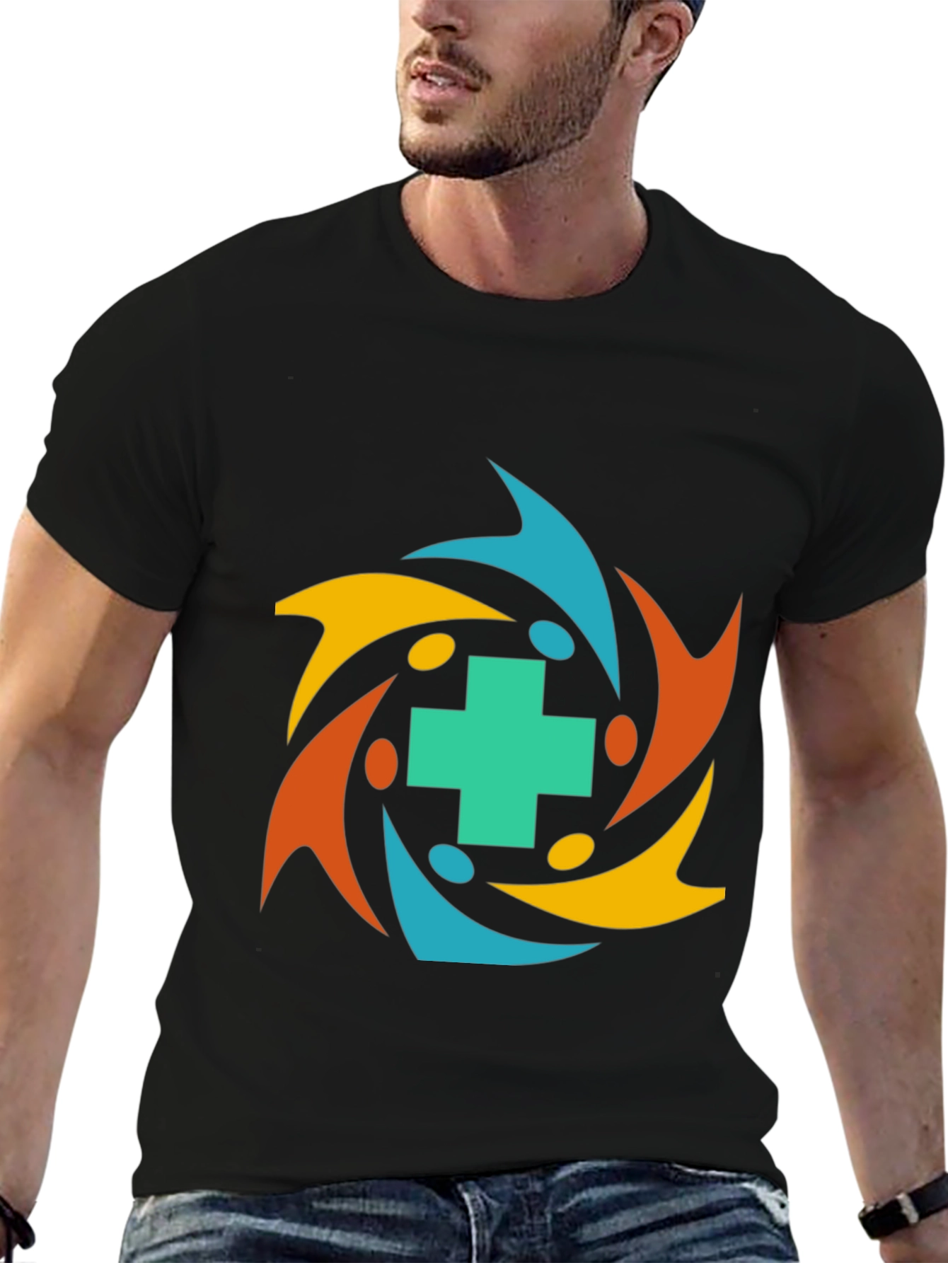 Community Health T-Shirt - Teal Cross Graphic Tee