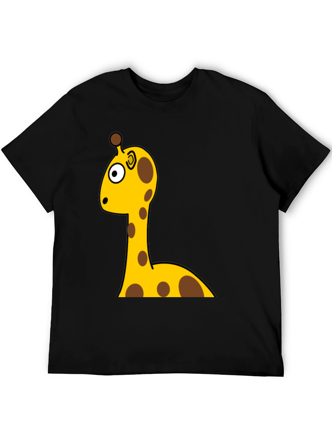 Giraffe Cartoon Graphic T-Shirt - Black