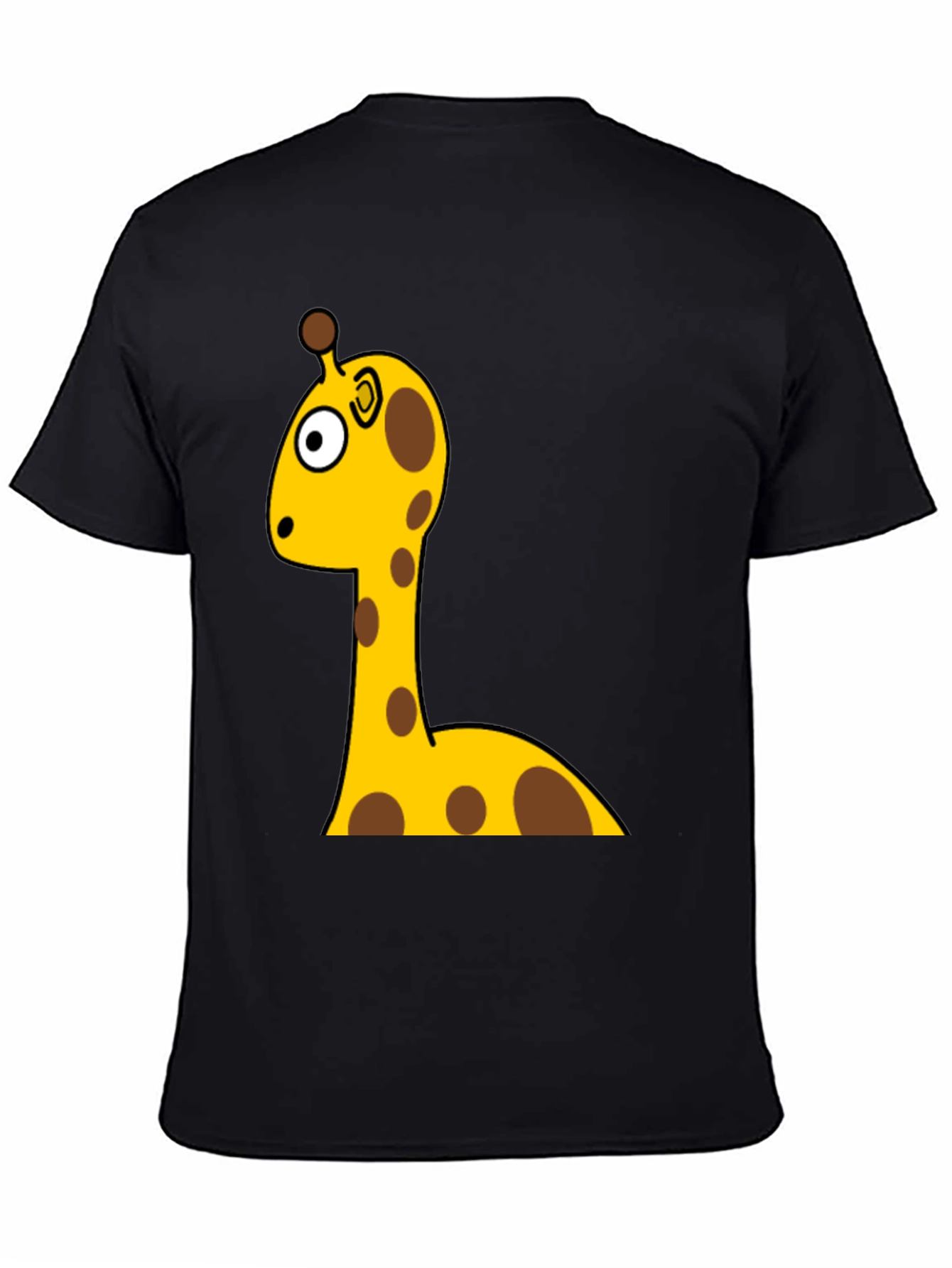 Giraffe Cartoon Graphic T-Shirt - Black