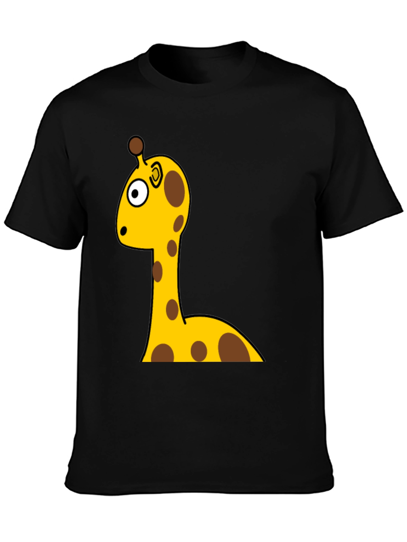 Giraffe Cartoon Graphic T-Shirt - Black