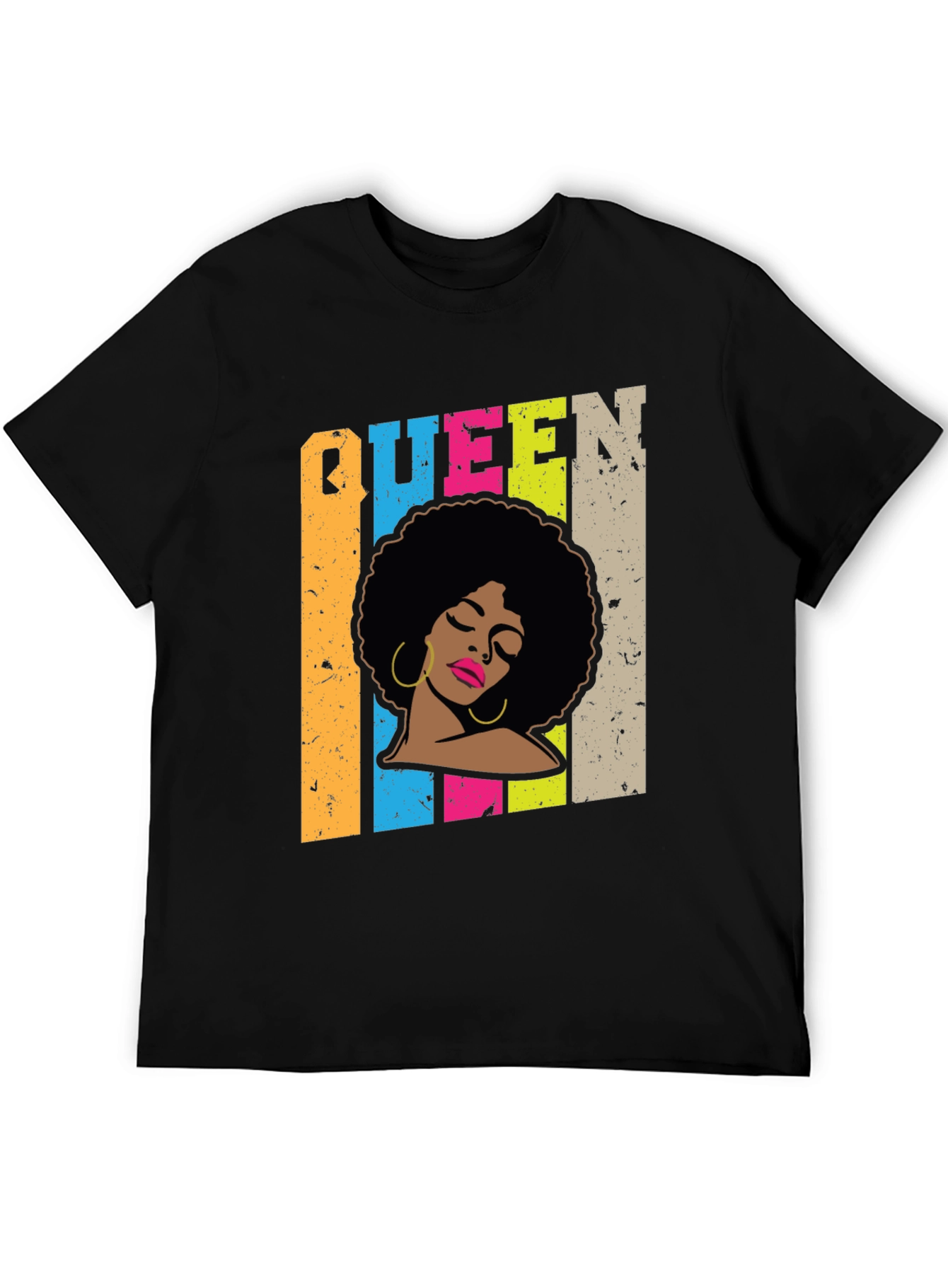 Queen Afro Graphic Print Black T-Shirt