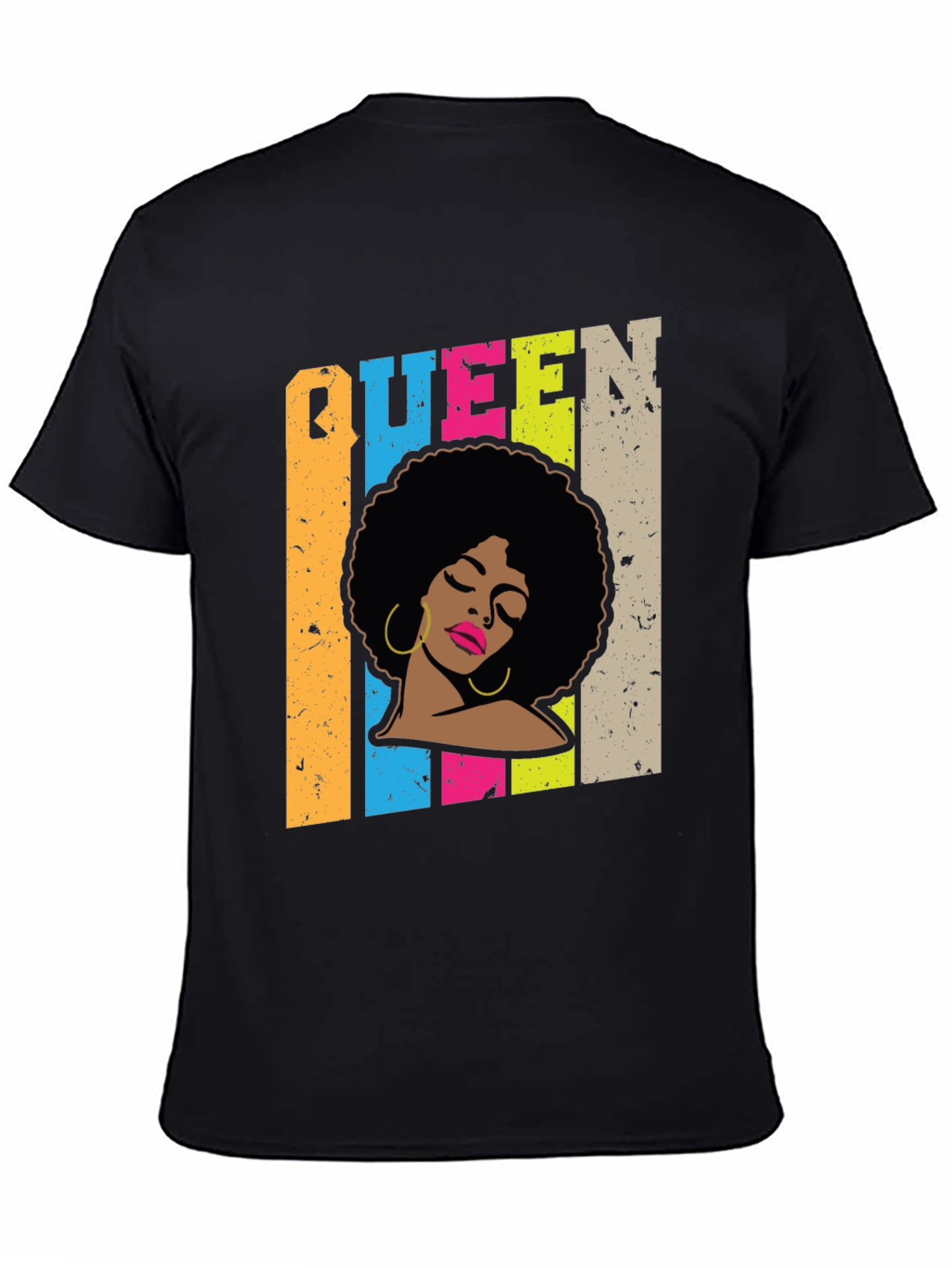 Queen Afro Graphic Print Black T-Shirt