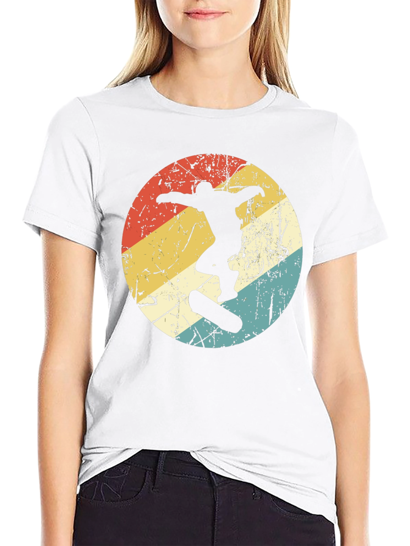 Retro Skateboarder Graphic Tee - Black