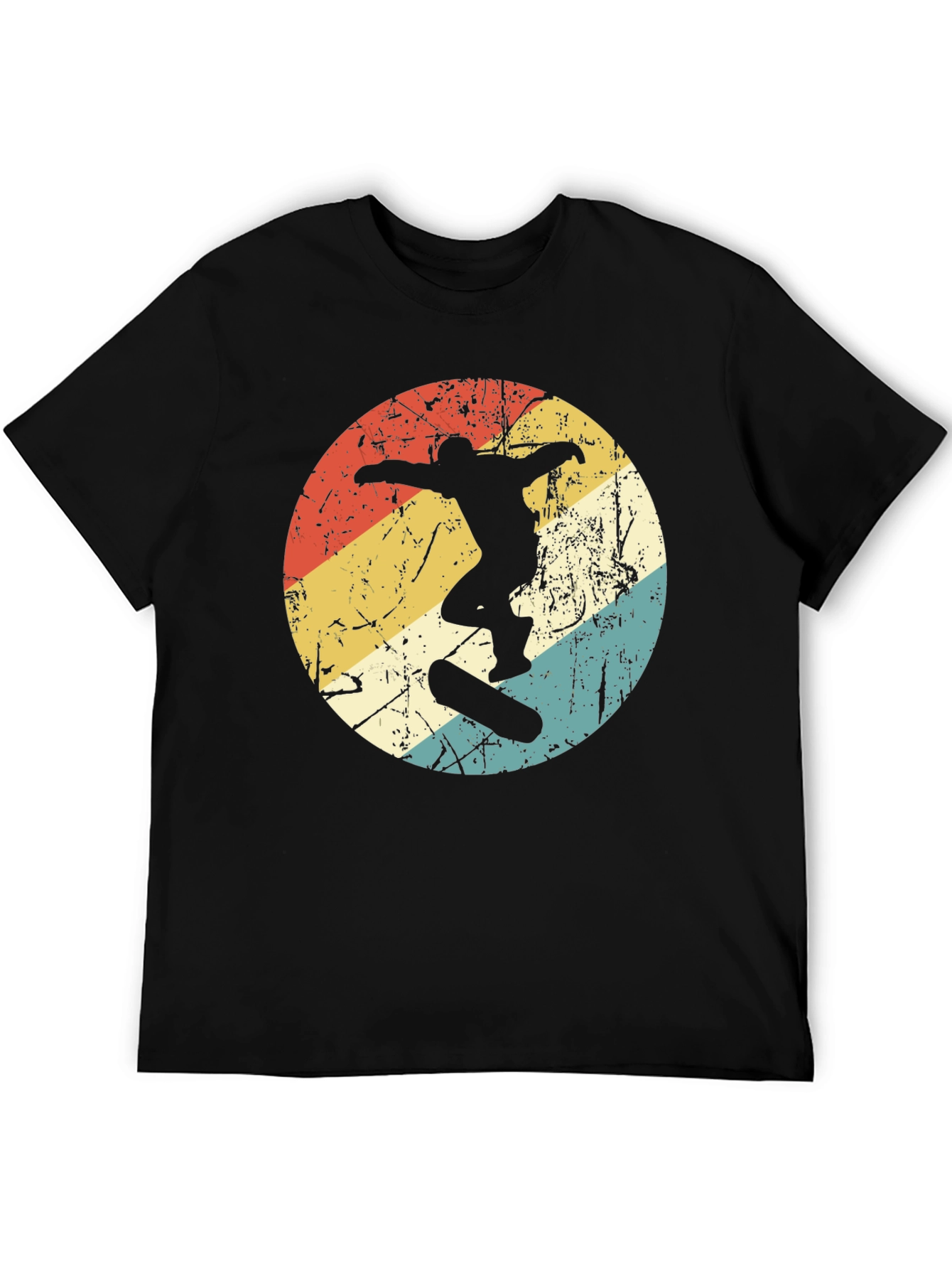 Retro Skateboarder Graphic Tee - Black