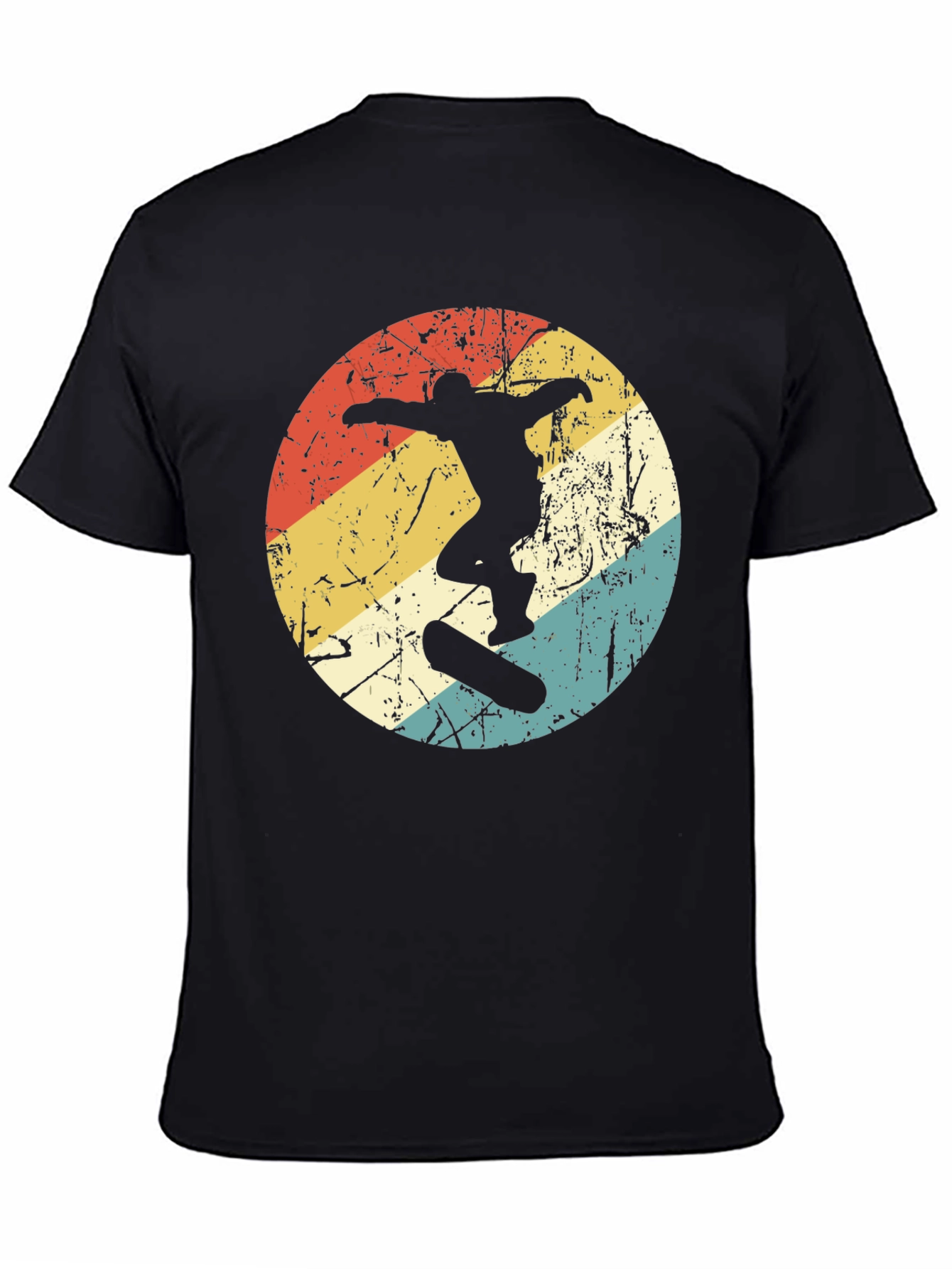 Retro Skateboarder Graphic Tee - Black