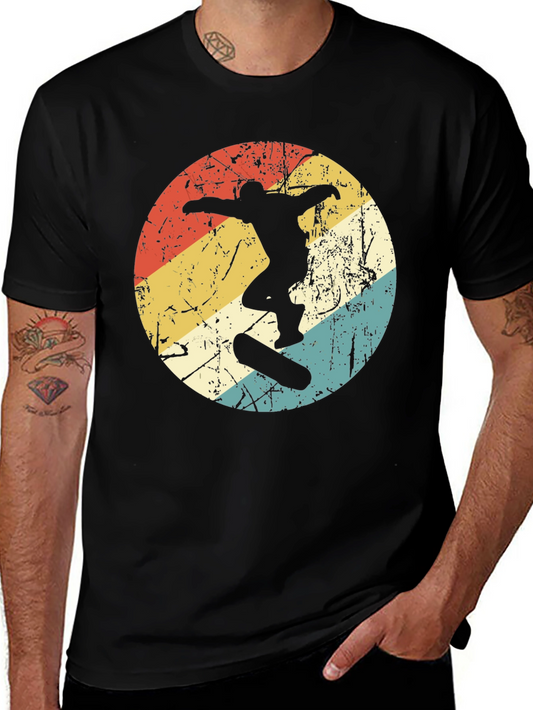 Retro Skateboarder Graphic Tee - Black