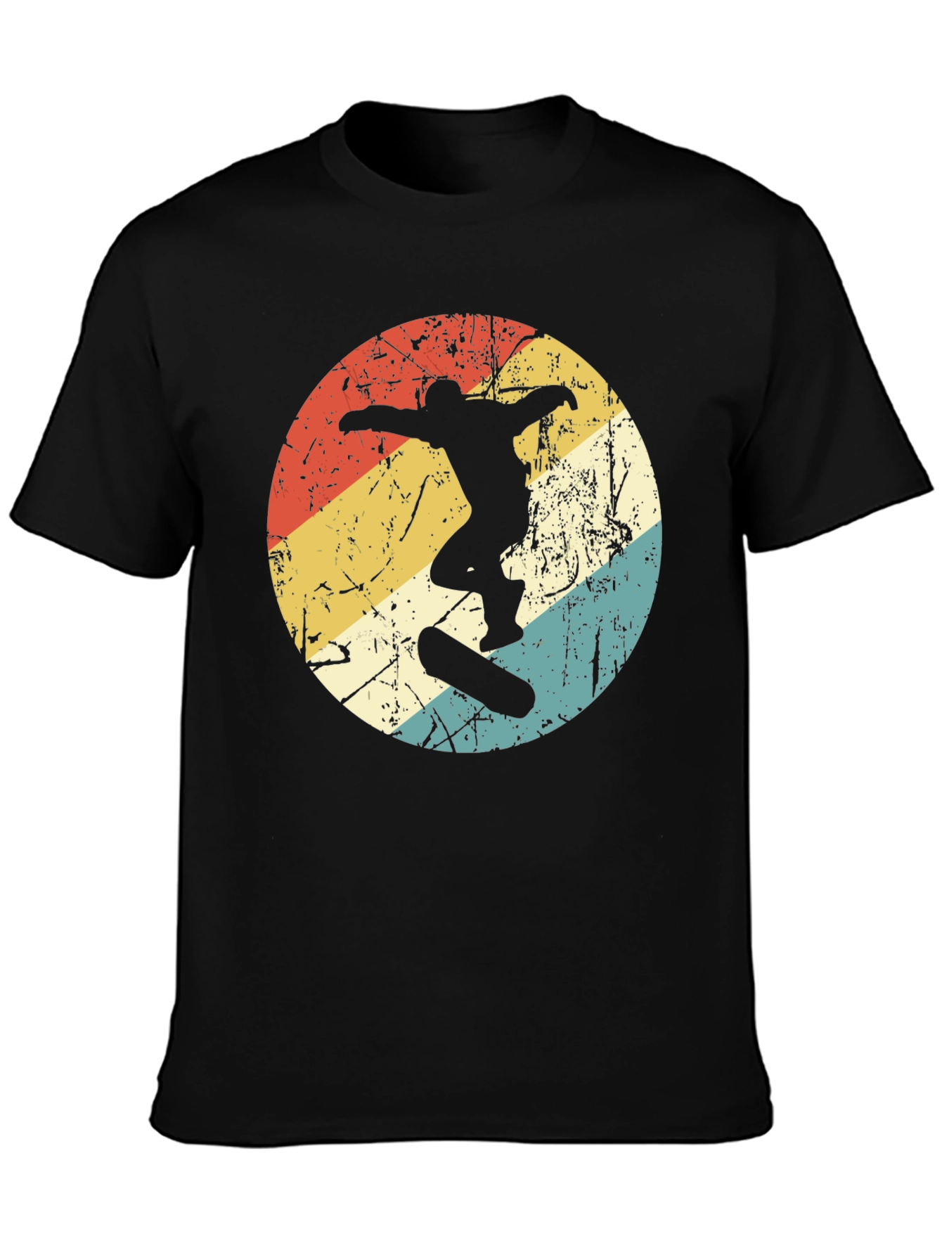 Retro Skateboarder Graphic Tee - Black