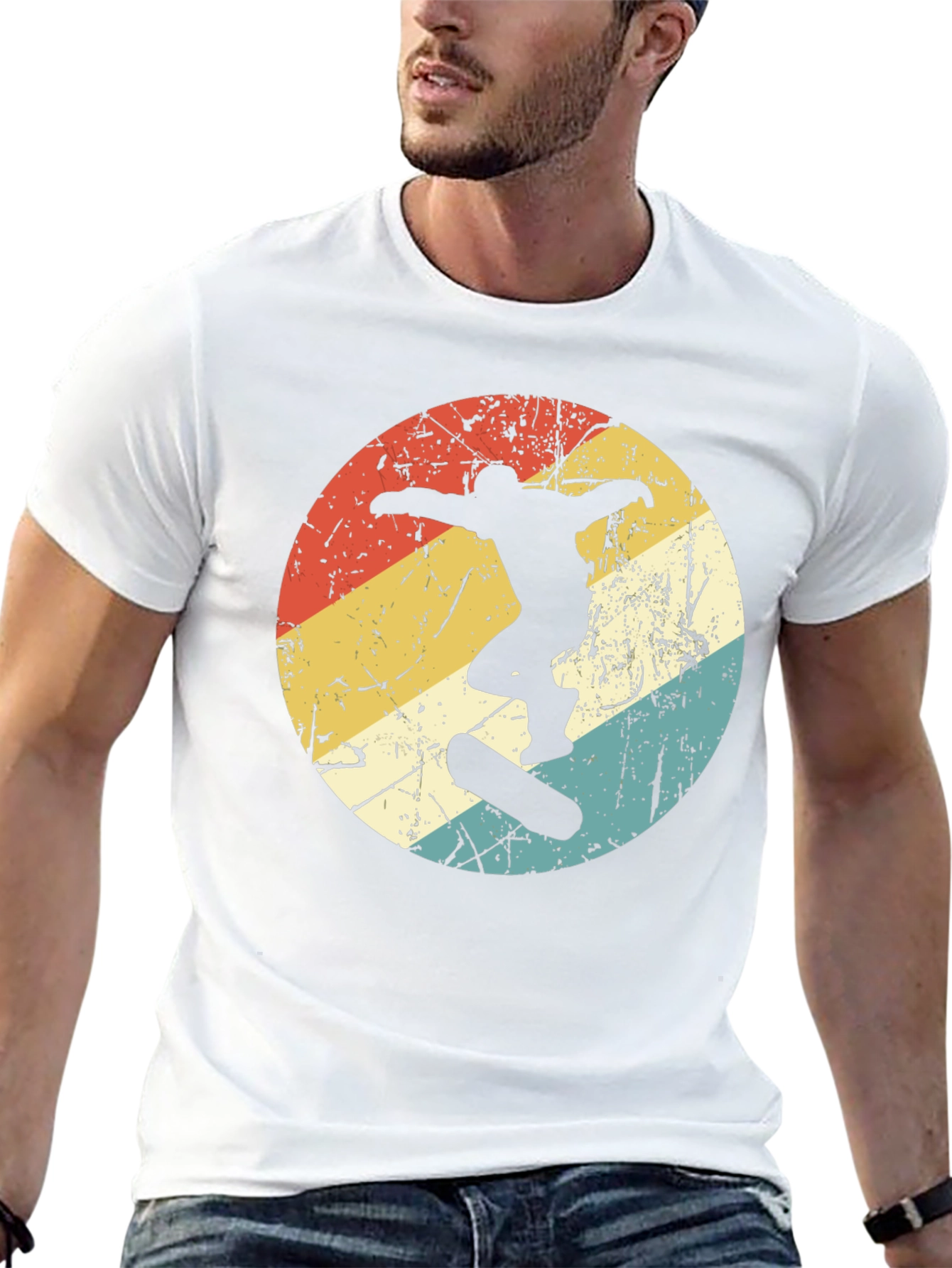 Retro Skateboarder Graphic Tee - Black