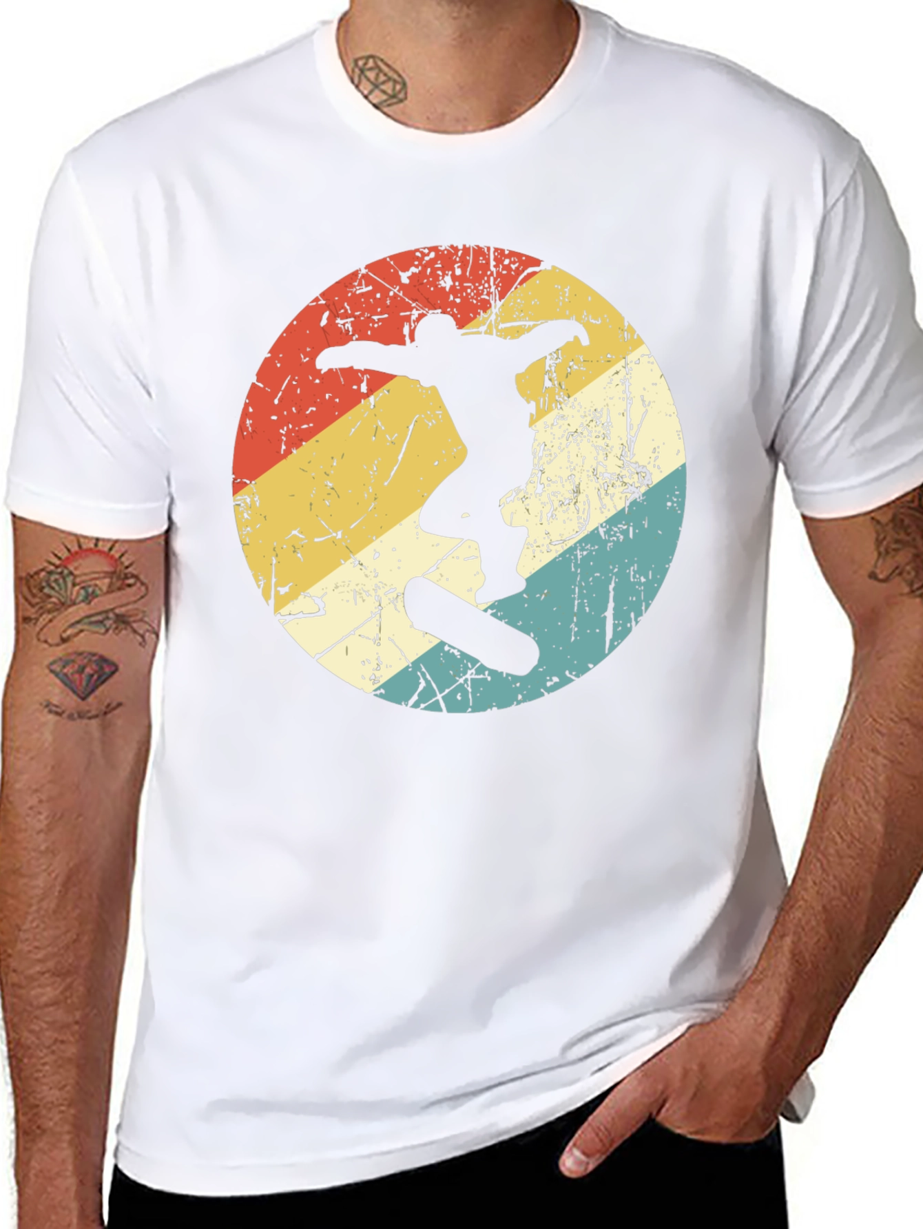 Retro Skateboarder Graphic Tee - Black