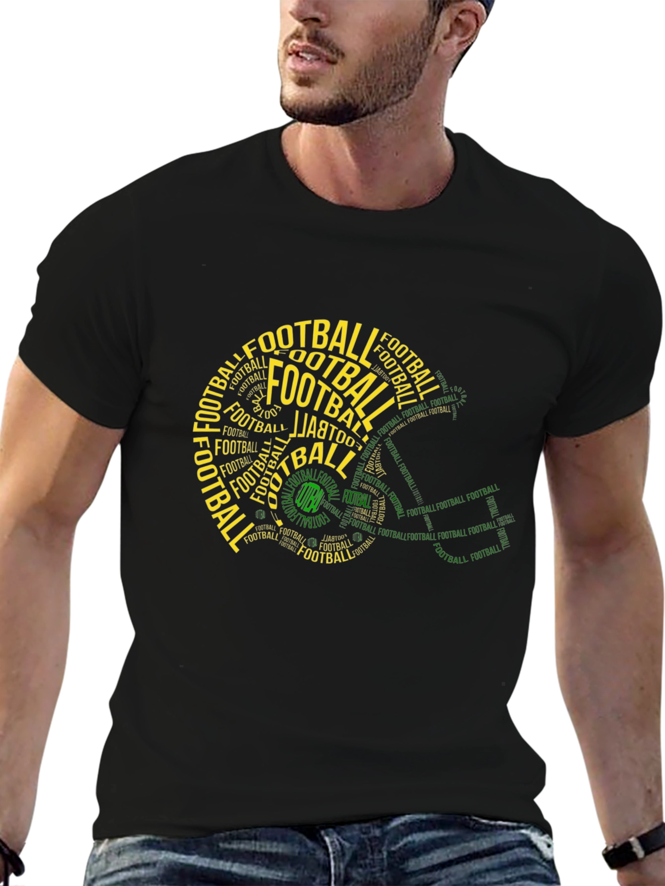 Football Helmet Word Art T-Shirt