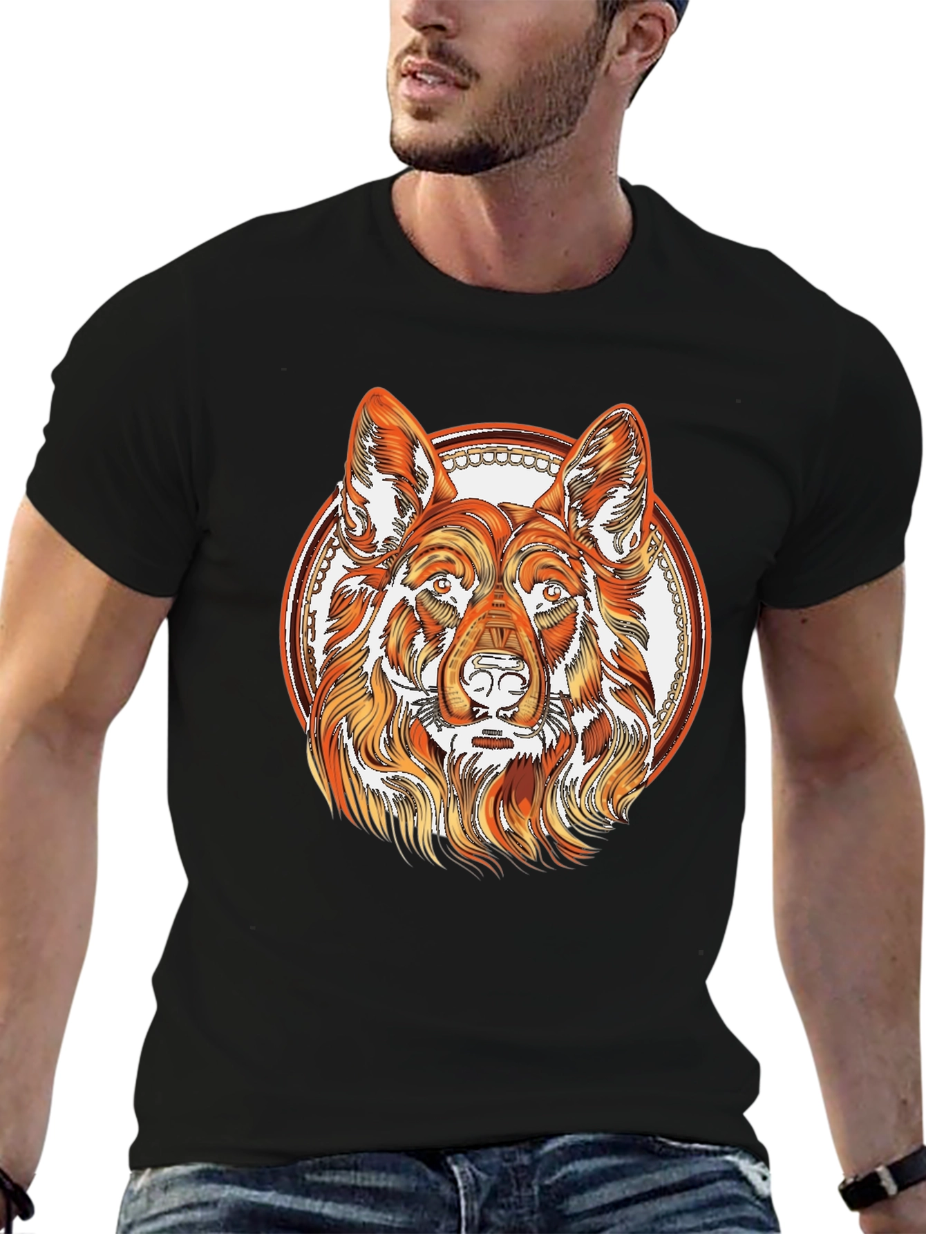 German Shepherd Dog Graphic Black T-Shirt