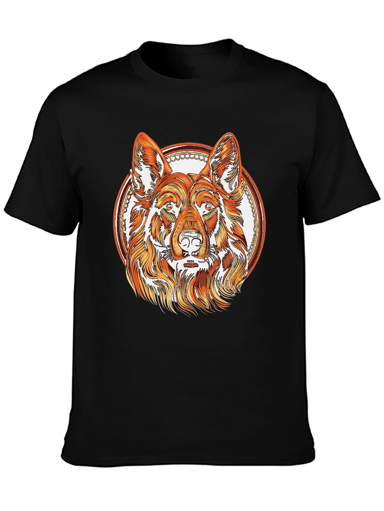 German Shepherd Dog Graphic Black T-Shirt