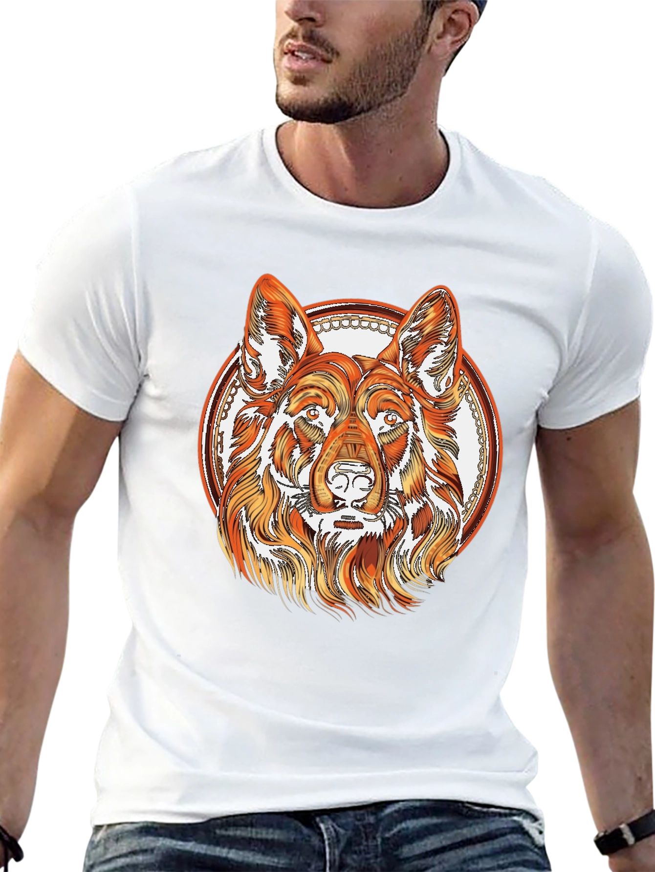 German Shepherd Dog Graphic Black T-Shirt
