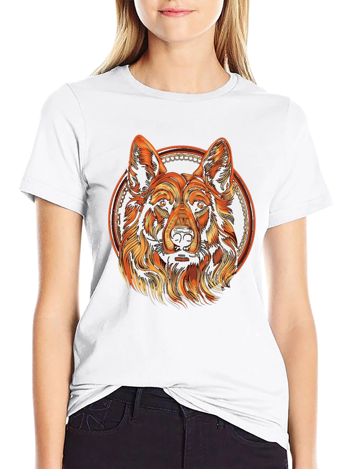 German Shepherd Dog Graphic Black T-Shirt