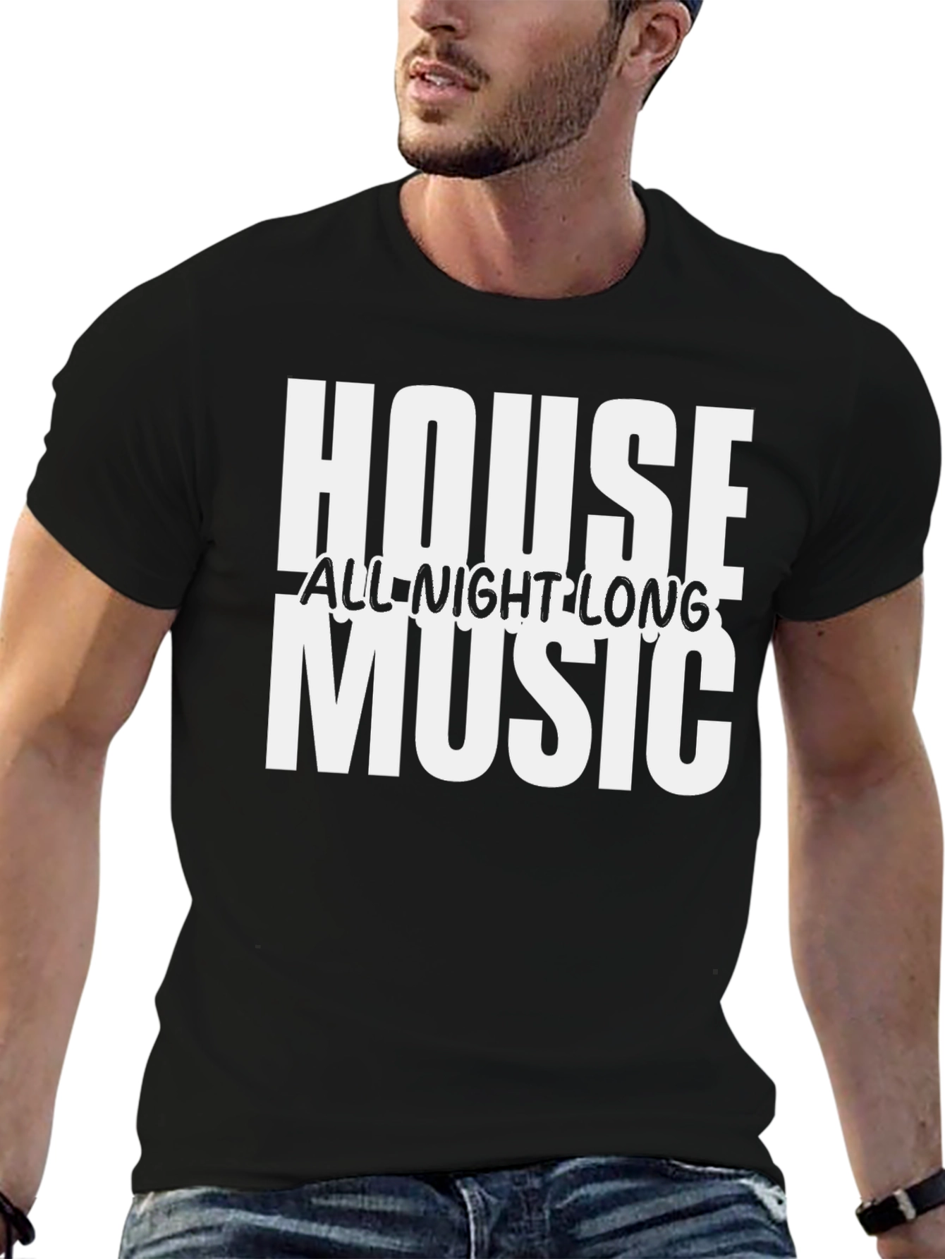 House Music All Night Long Black T-Shirt