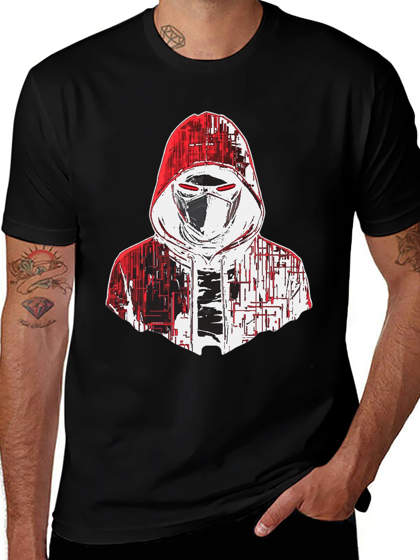 Techwear Masked Hoodie Graphic T-Shirt