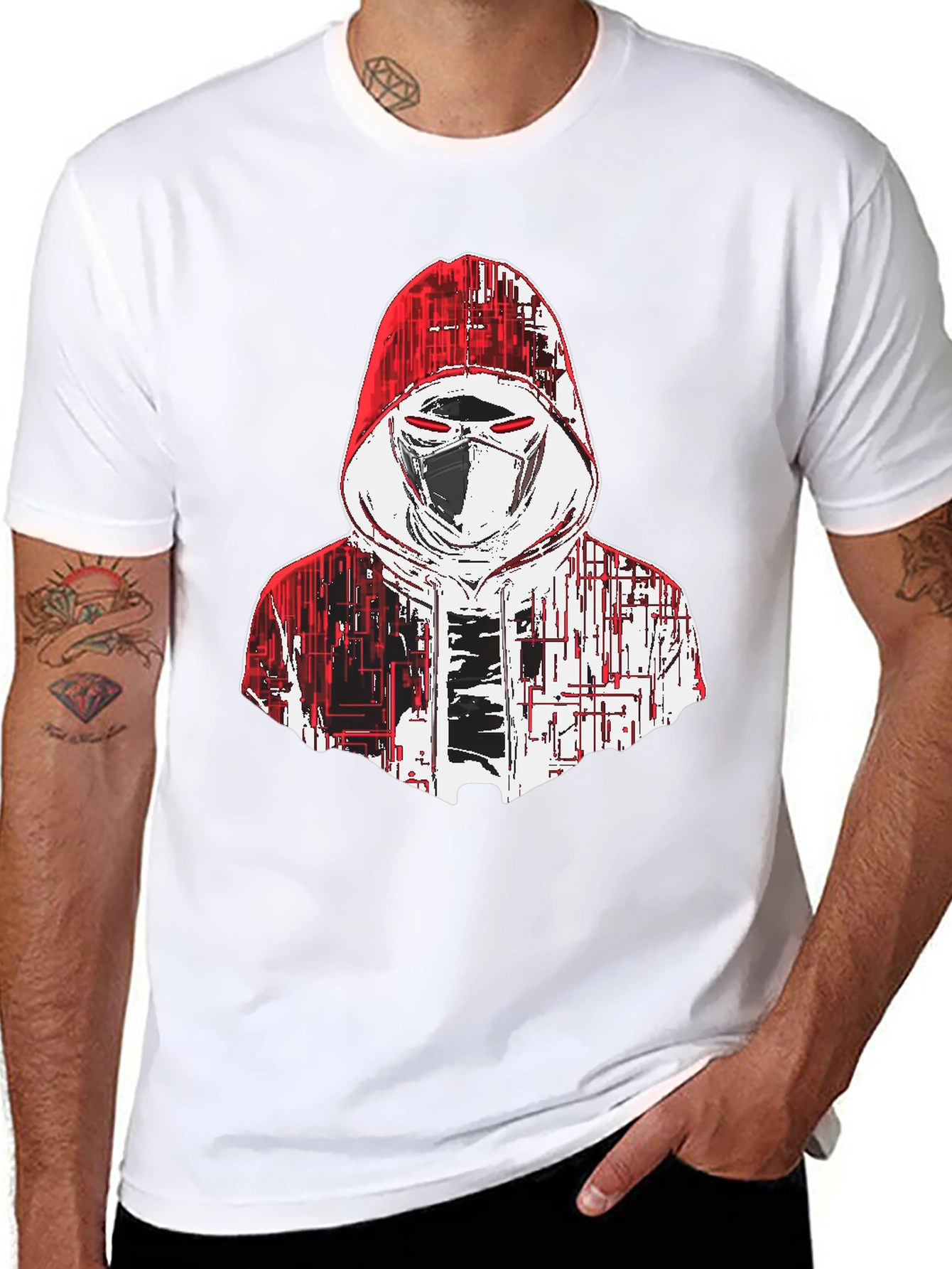 Techwear Masked Hoodie Graphic T-Shirt