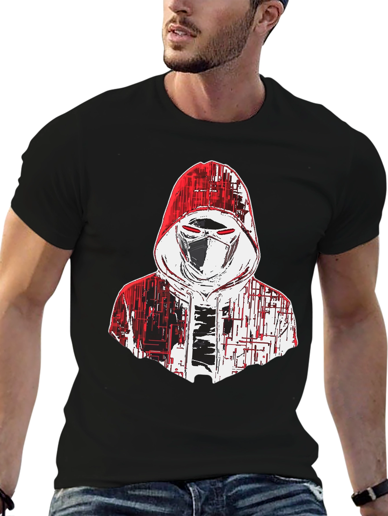 Techwear Masked Hoodie Graphic T-Shirt