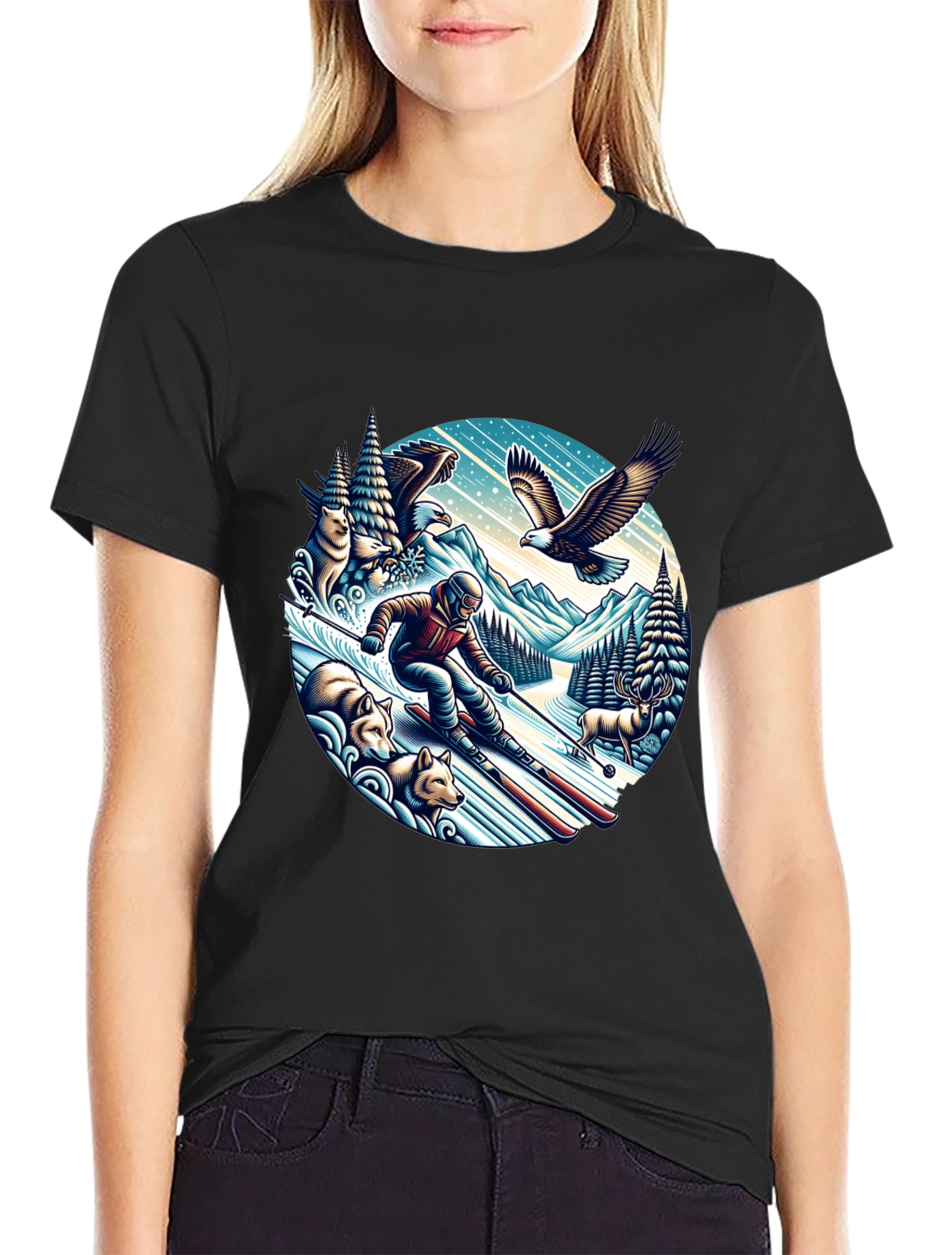Skiing Adventure Graphic Tee