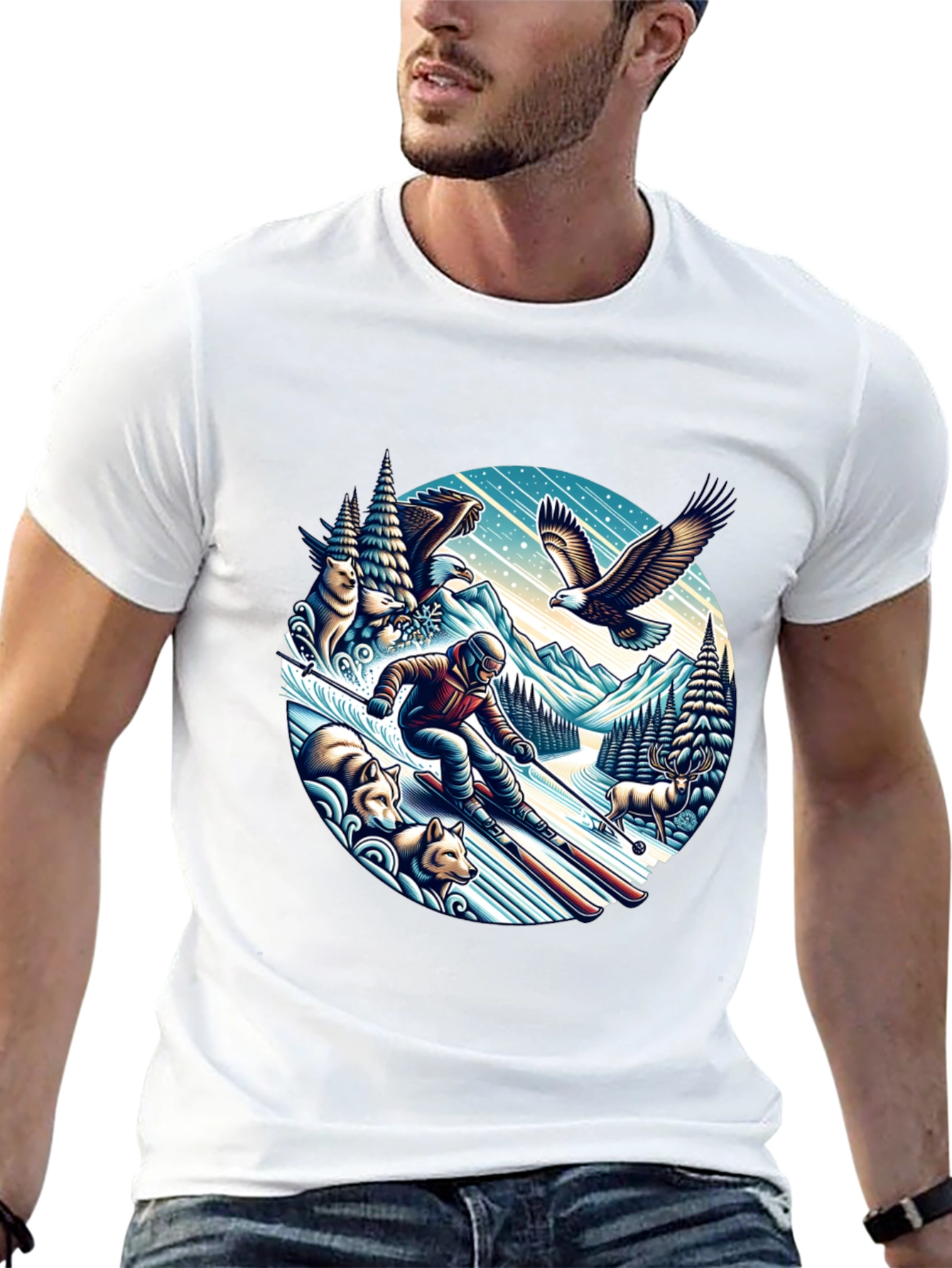 Skiing Adventure Graphic Tee