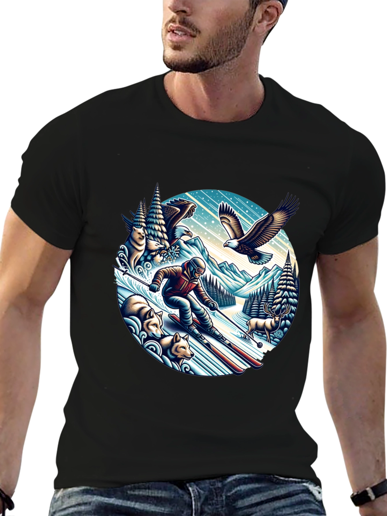 Skiing Adventure Graphic Tee
