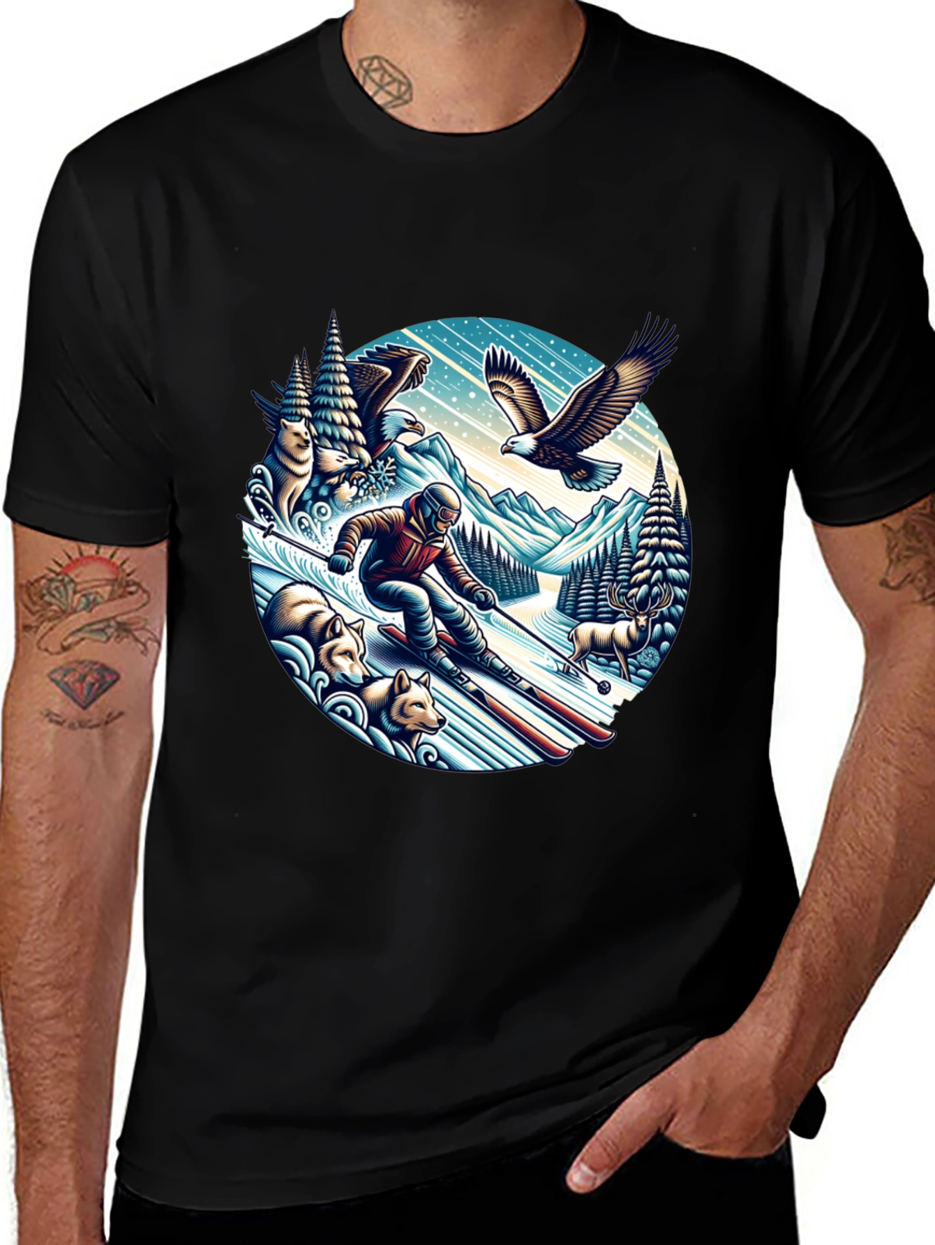 Skiing Adventure Graphic Tee