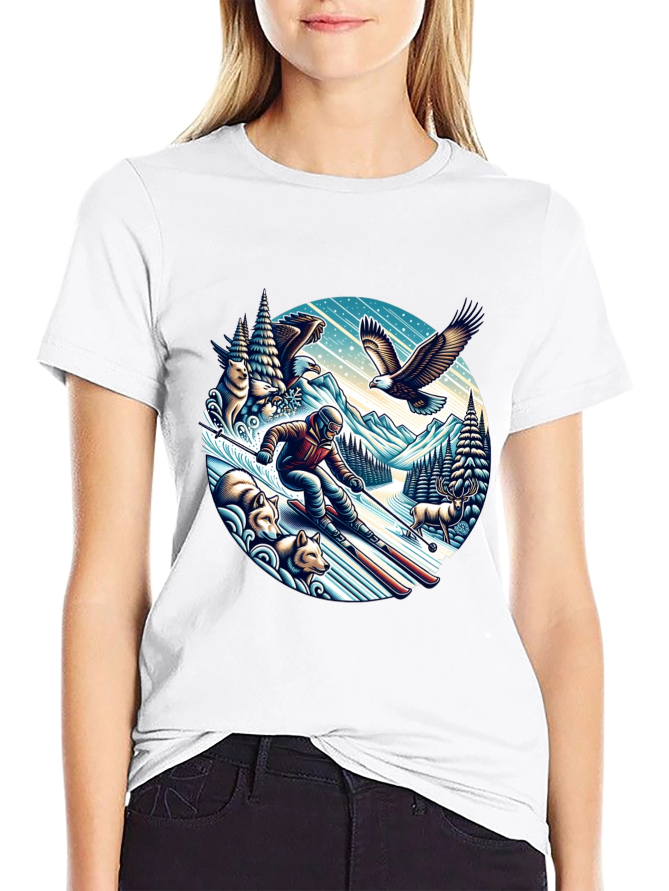 Skiing Adventure Graphic Tee