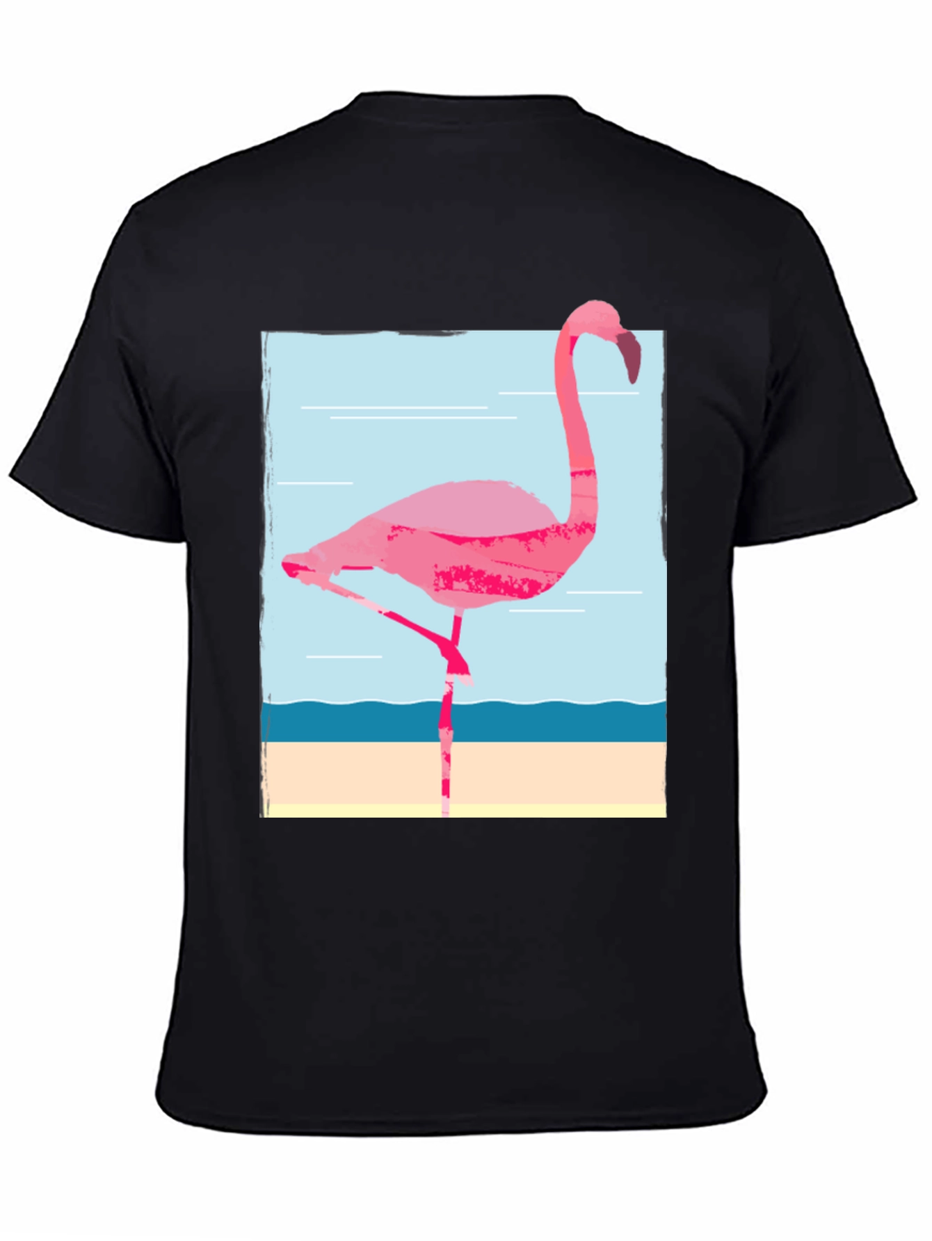 Flamingo Graphic Tee - Black Cotton T-Shirt