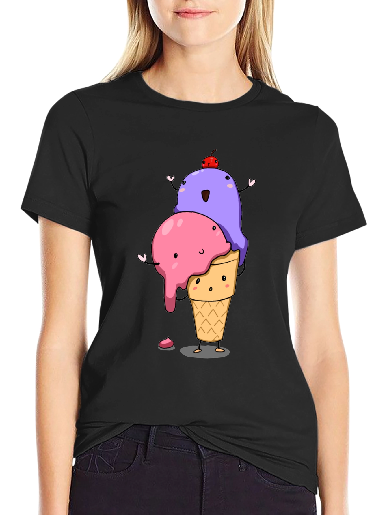 Cartoon Ice Cream T-Shirt - Cute Dessert Graphic Tee