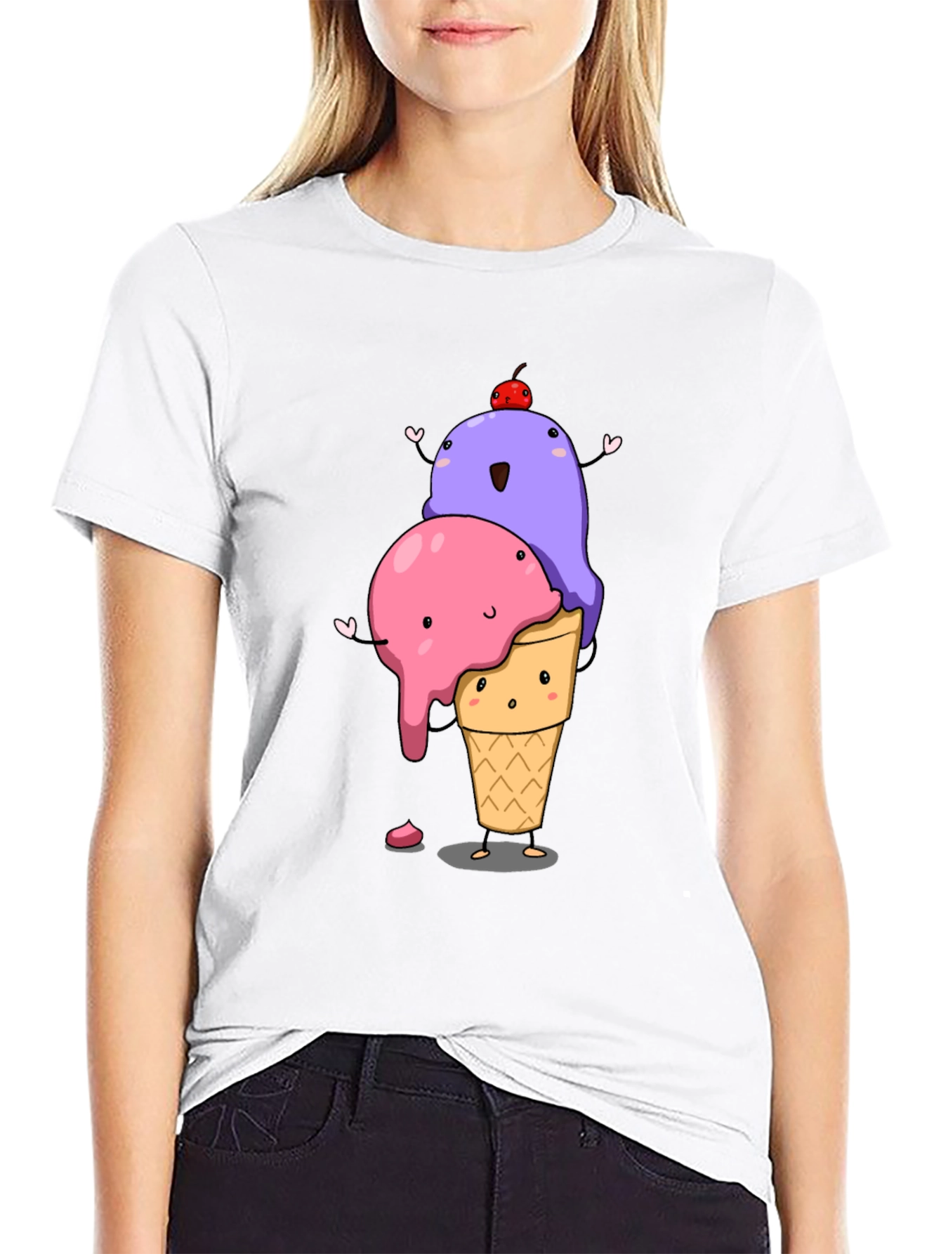 Cartoon Ice Cream T-Shirt - Cute Dessert Graphic Tee