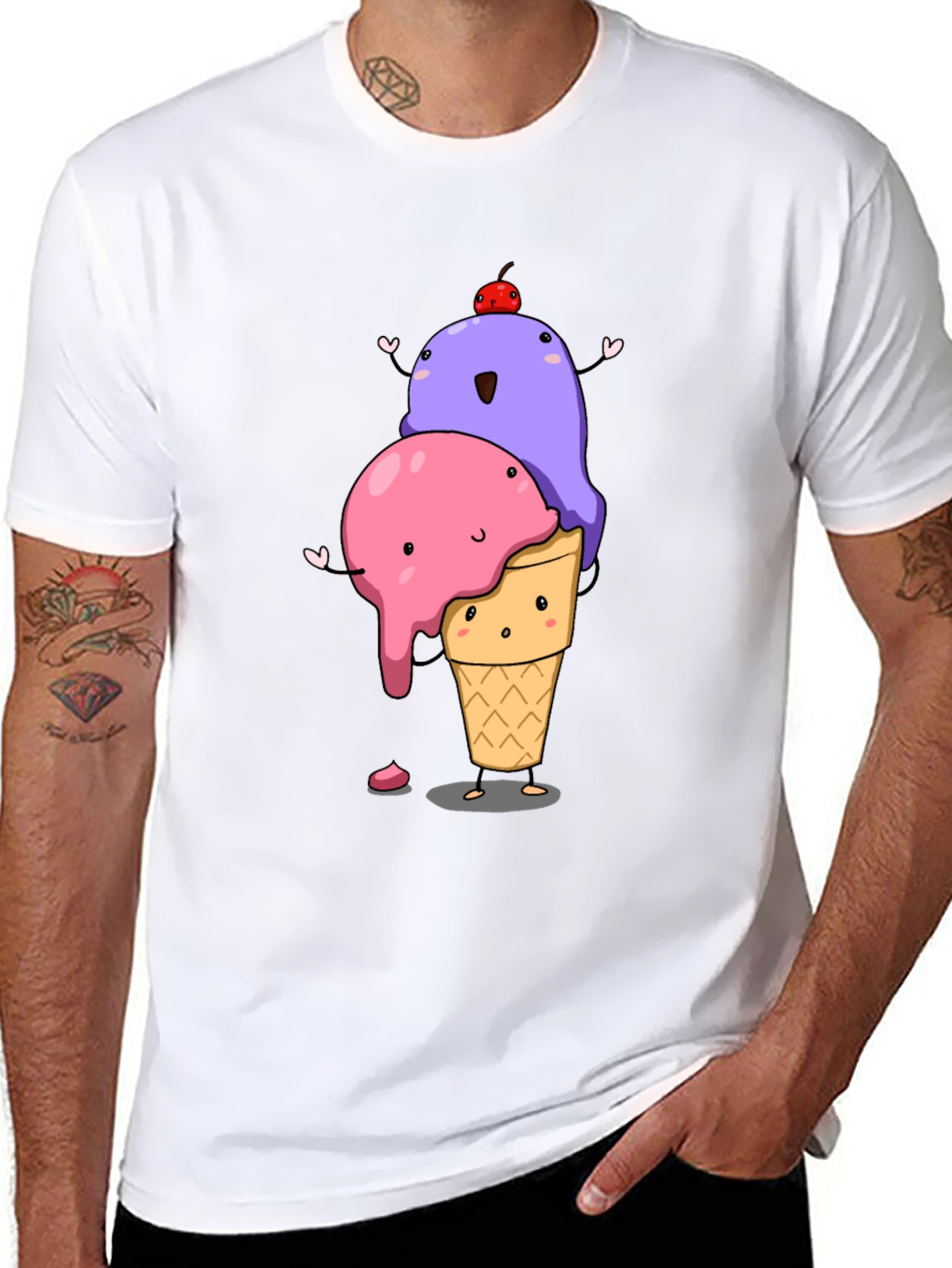 Cartoon Ice Cream T-Shirt - Cute Dessert Graphic Tee