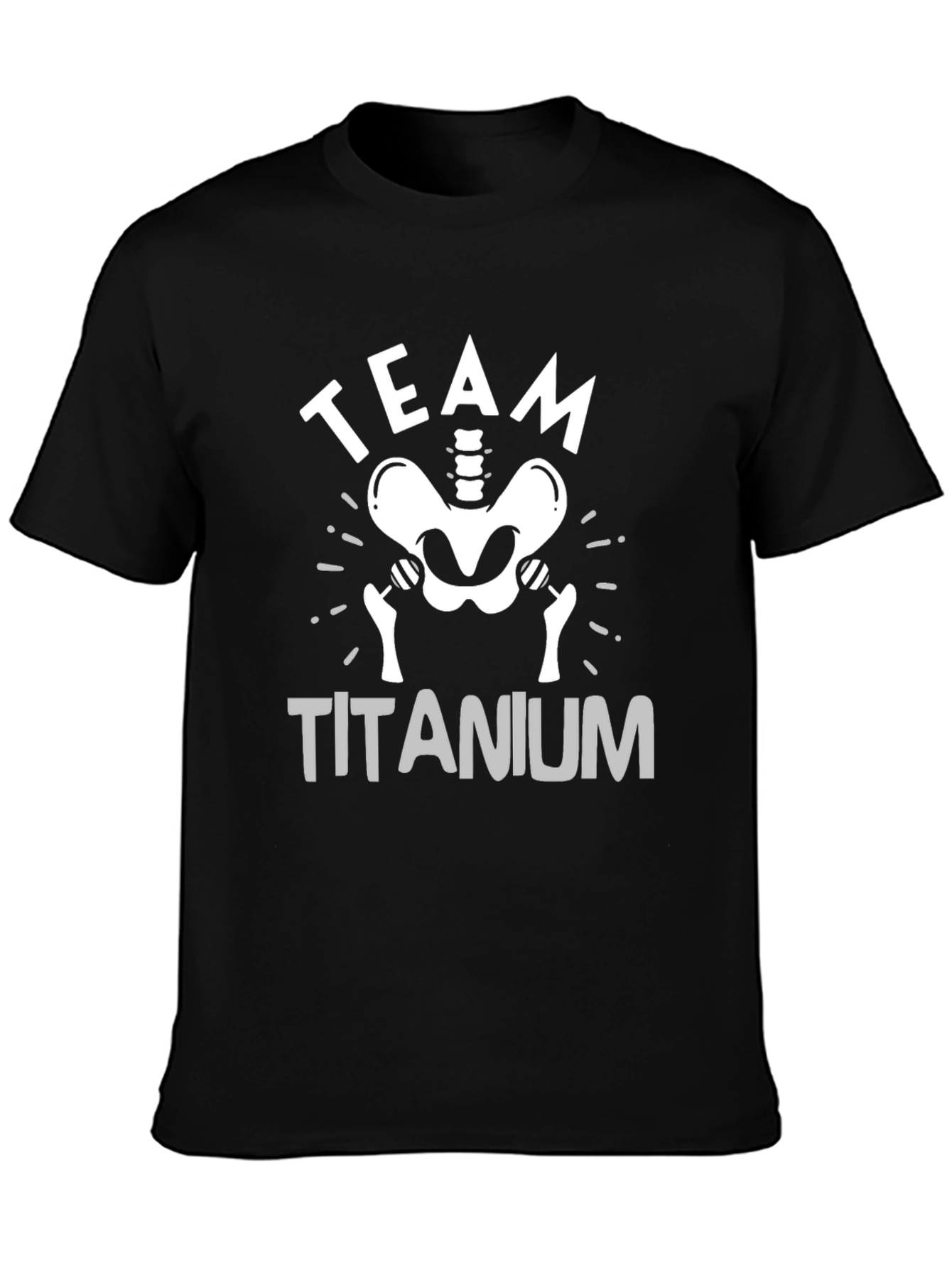 Team Titanium T-Shirt - Skeleton Weightlifting Gym Tee