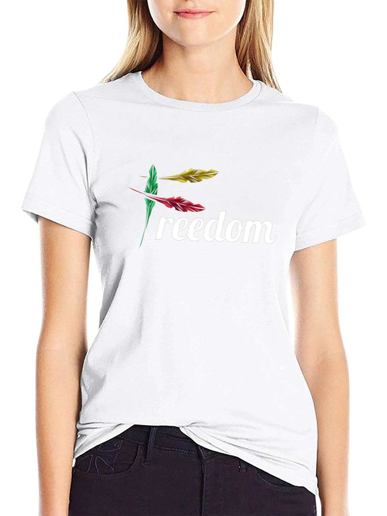 Freedom Feather Graphic Black T-Shirt