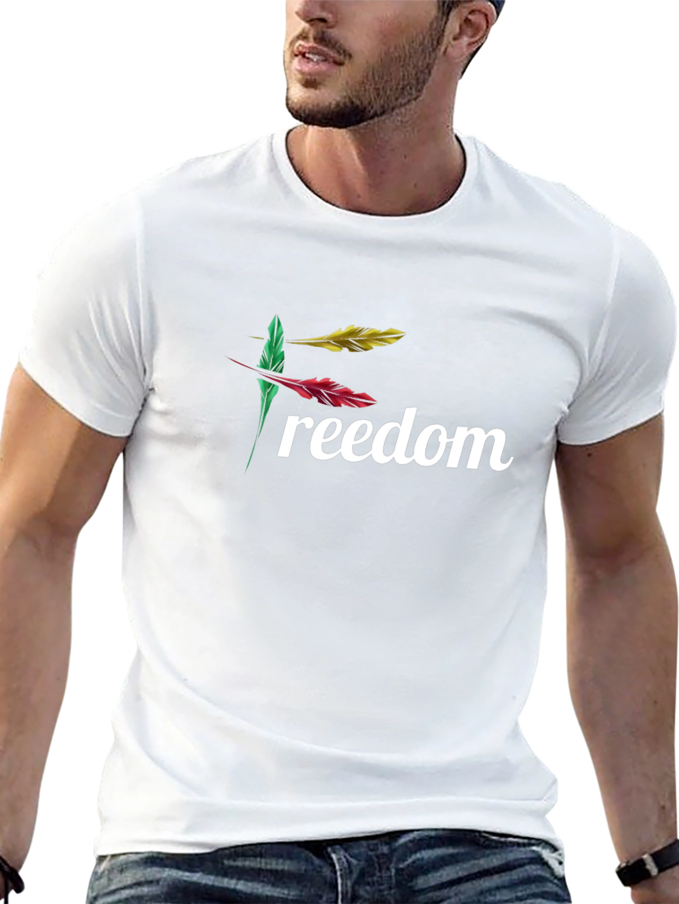 Freedom Feather Graphic Black T-Shirt