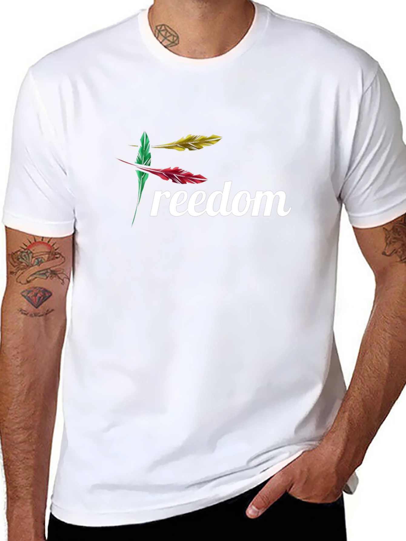 Freedom Feather Graphic Black T-Shirt
