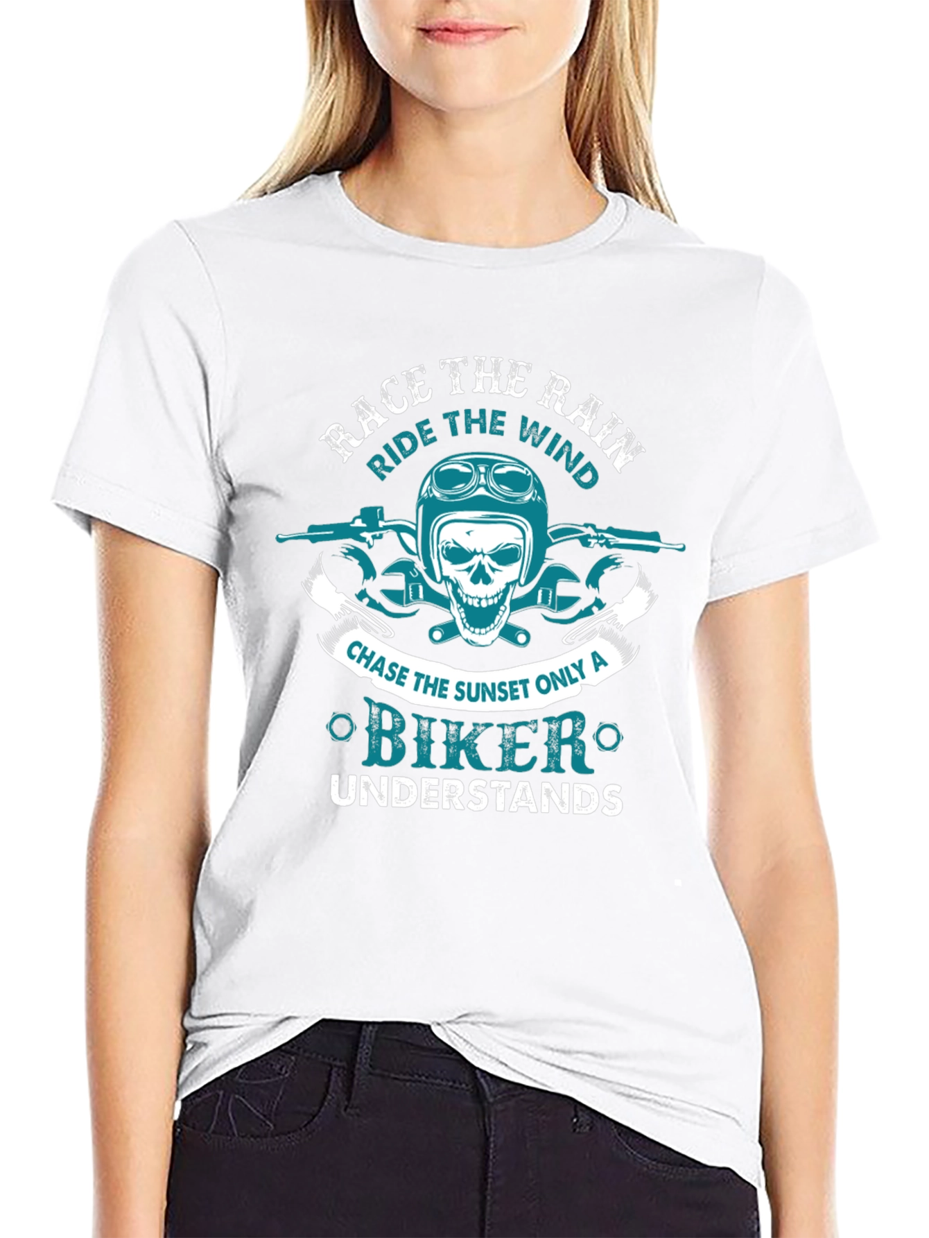 Biker T-Shirt: Race the Rain Ride the Wind