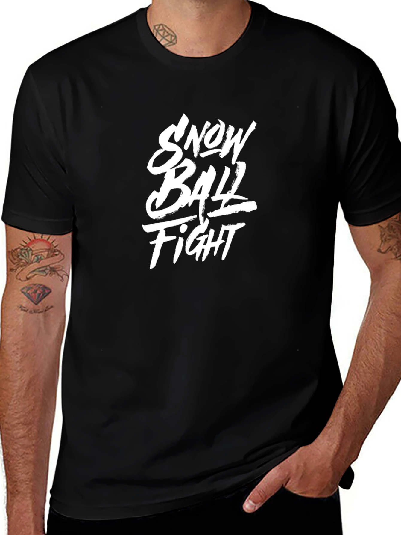Snowball Fight Graphic Black T-Shirt