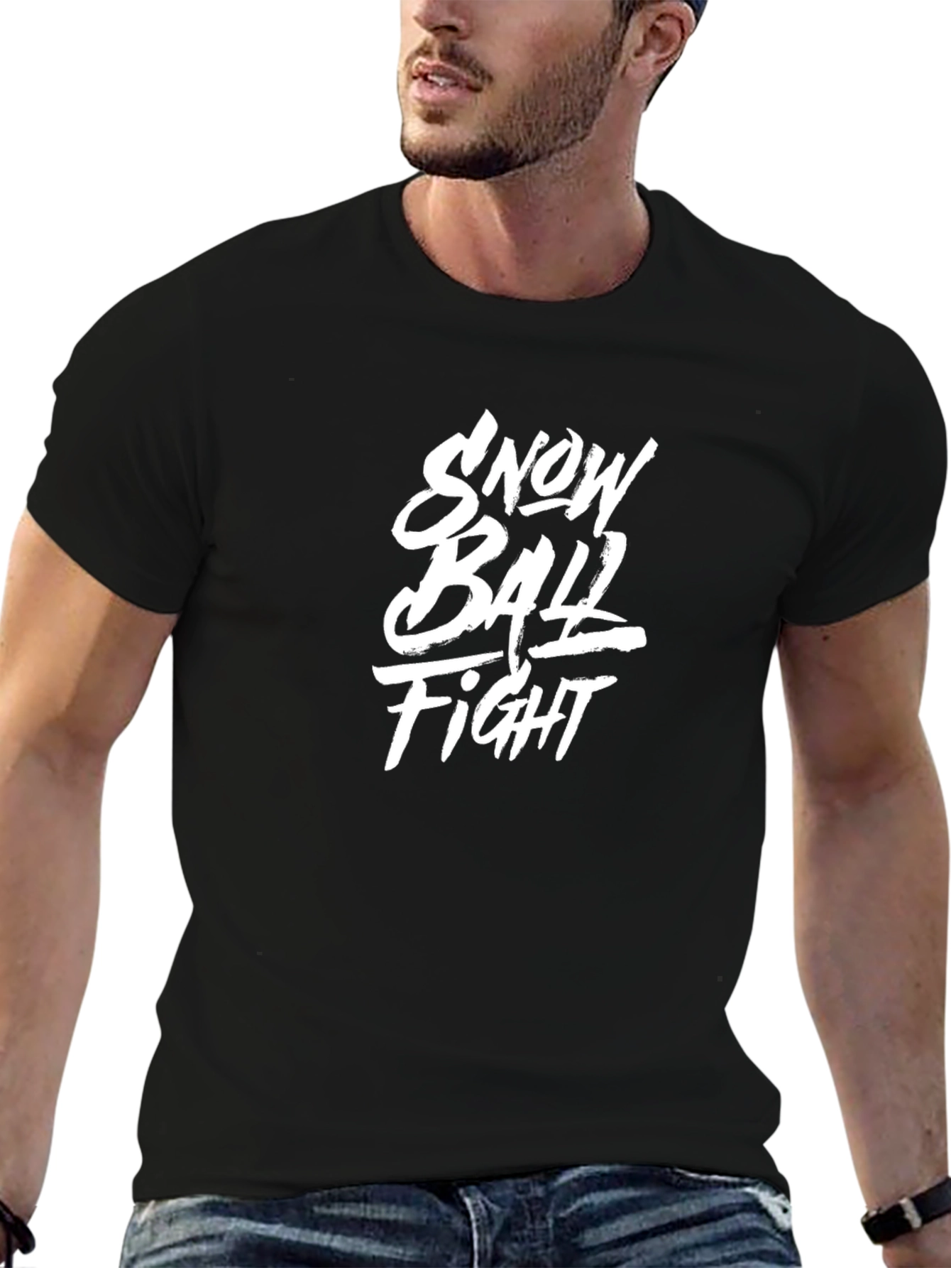 Snowball Fight Graphic Black T-Shirt