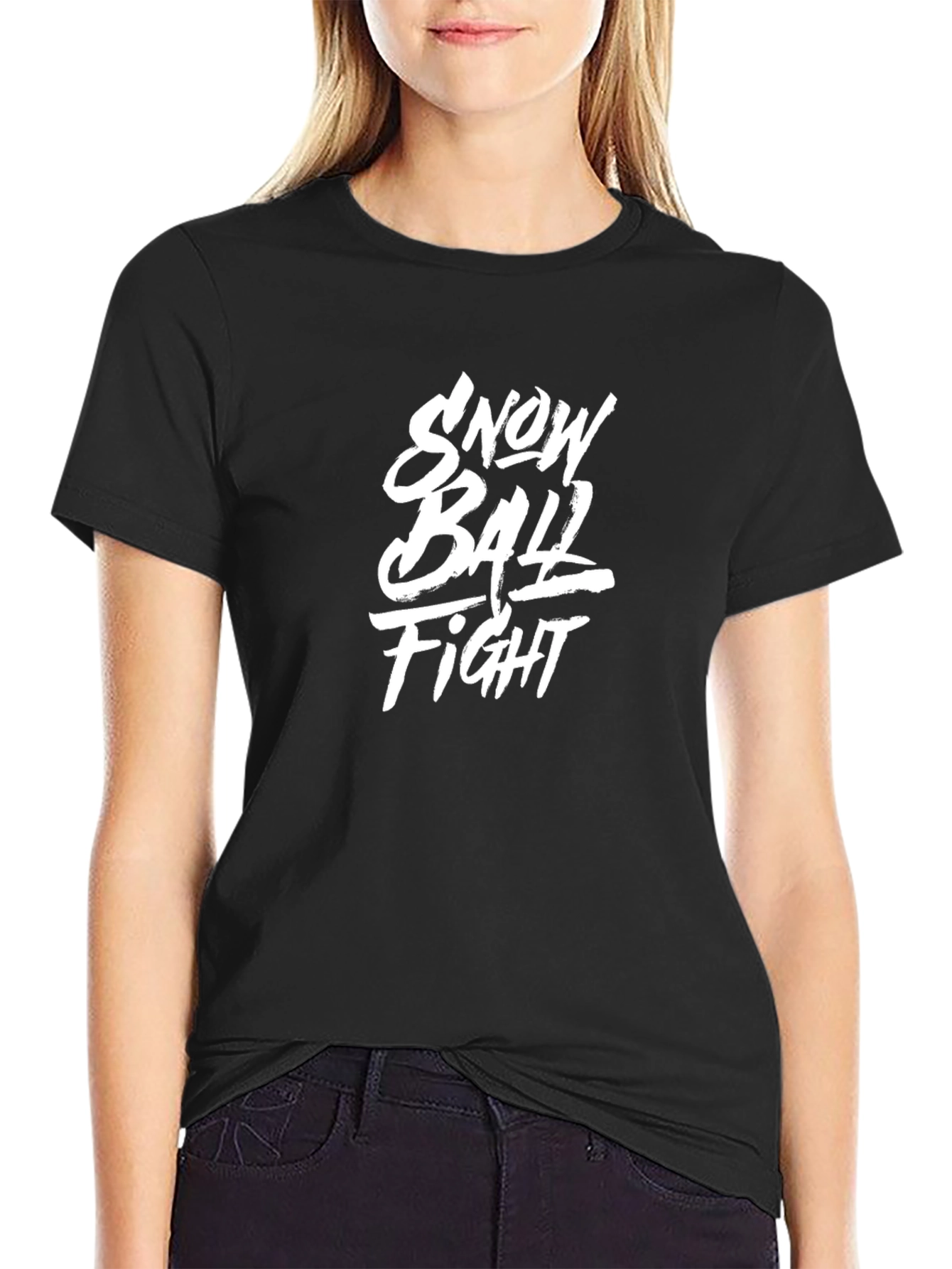 Snowball Fight Graphic Black T-Shirt
