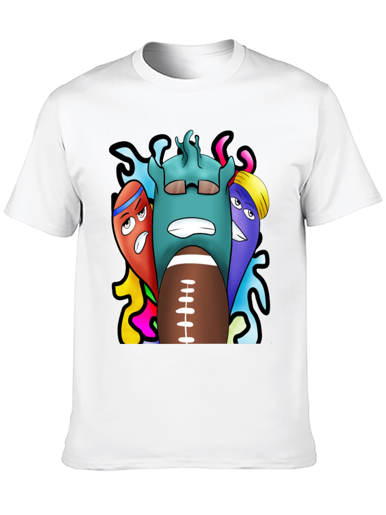 Cartoon Football Graphic Tee - Black