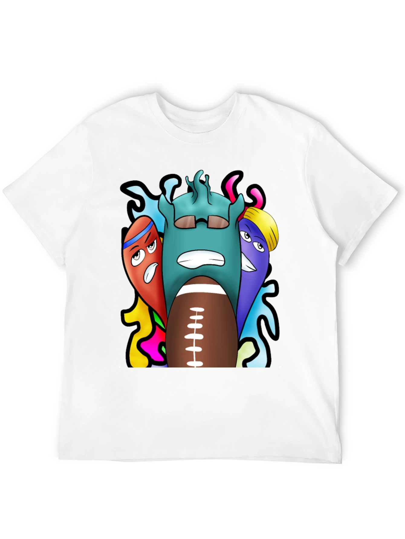 Cartoon Football Graphic Tee - Black