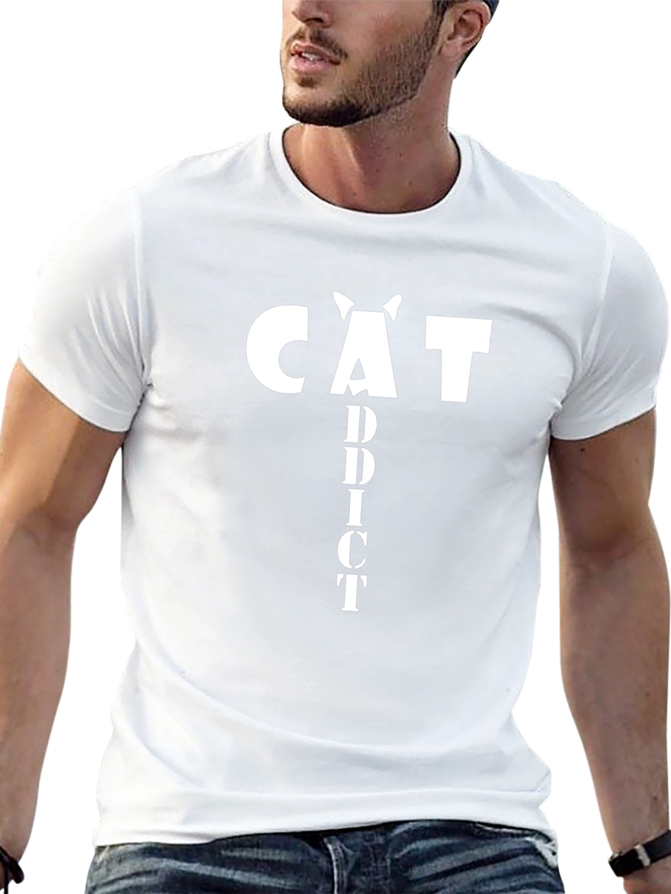 Cat Addict T-Shirt - Trendy Graphic Tee