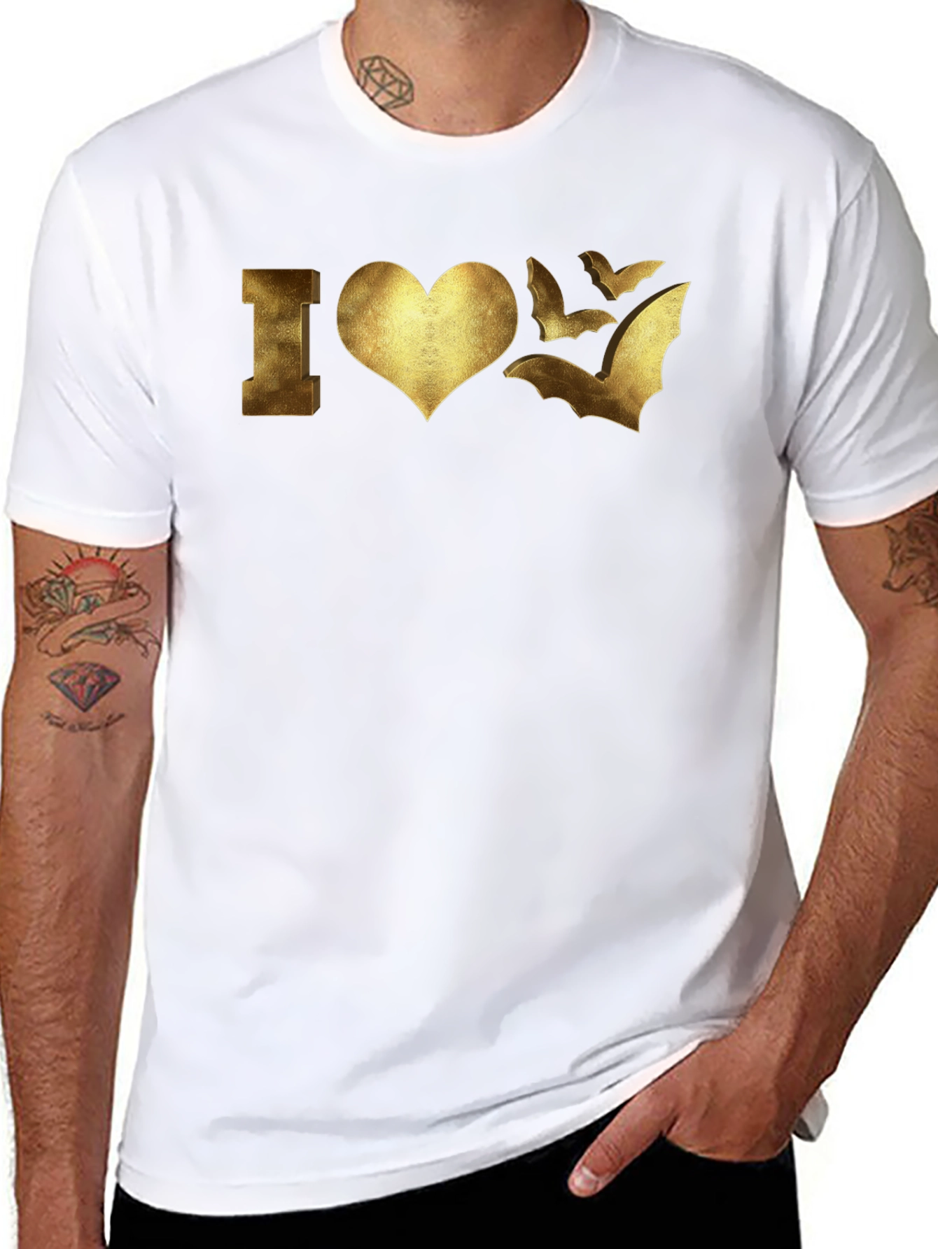 I Love Bats Graphic T-Shirt - Black