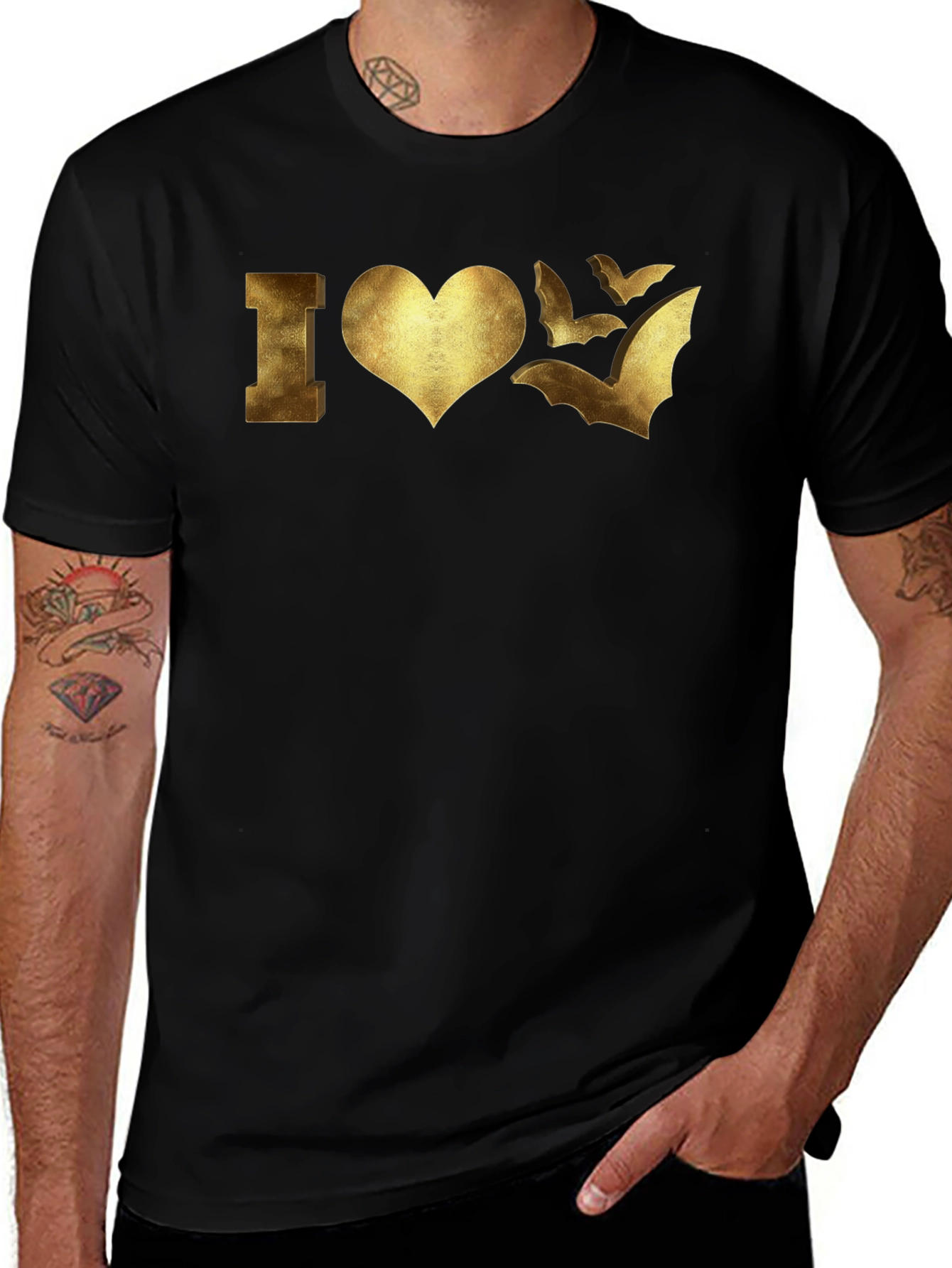I Love Bats Graphic T-Shirt - Black