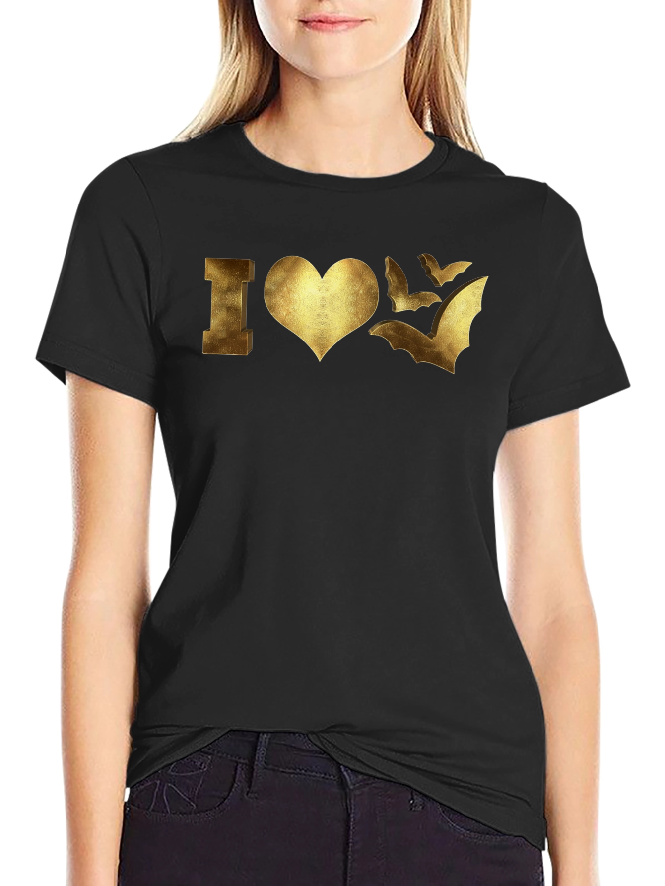 I Love Bats Graphic T-Shirt - Black
