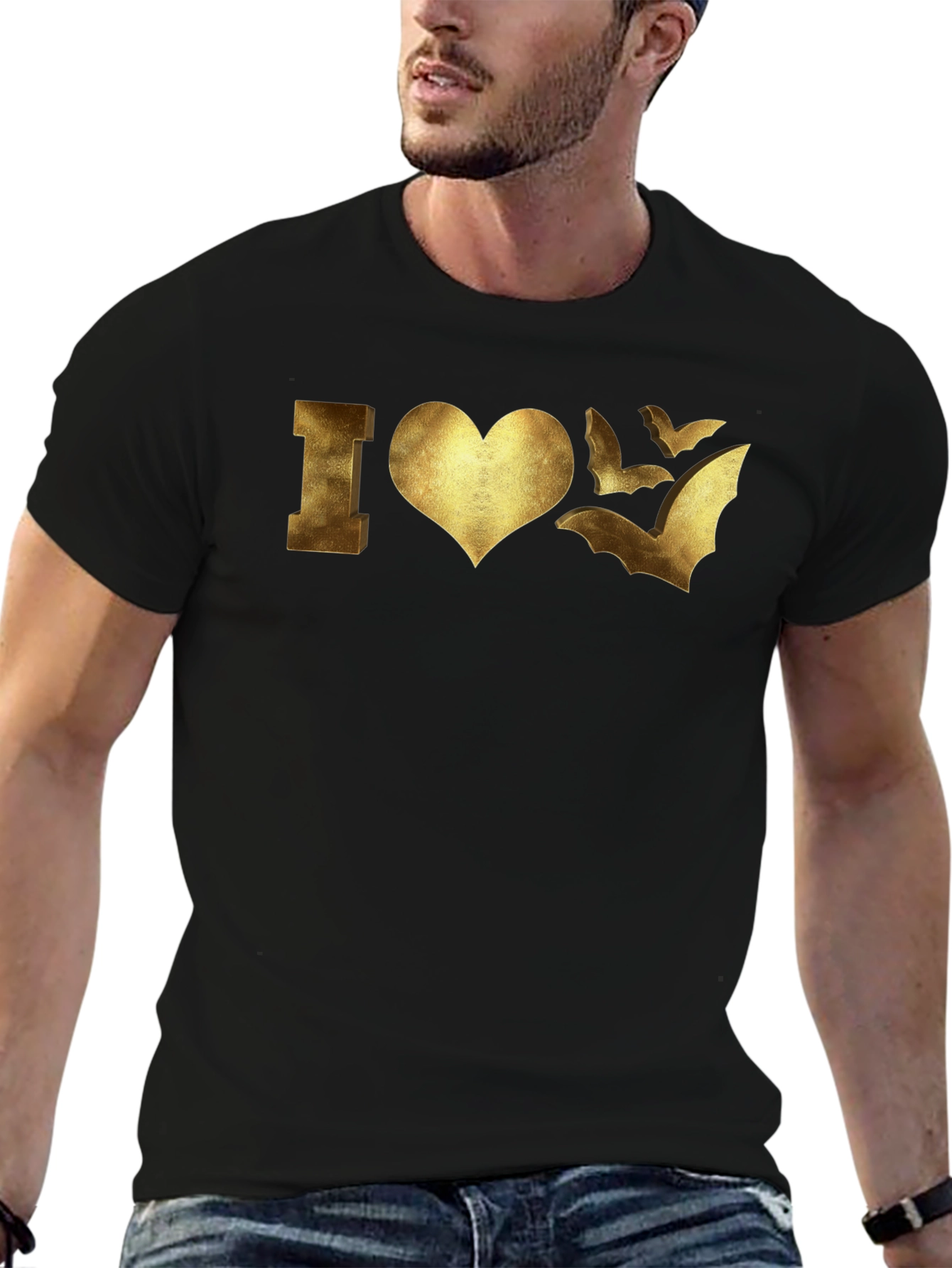 I Love Bats Graphic T-Shirt - Black
