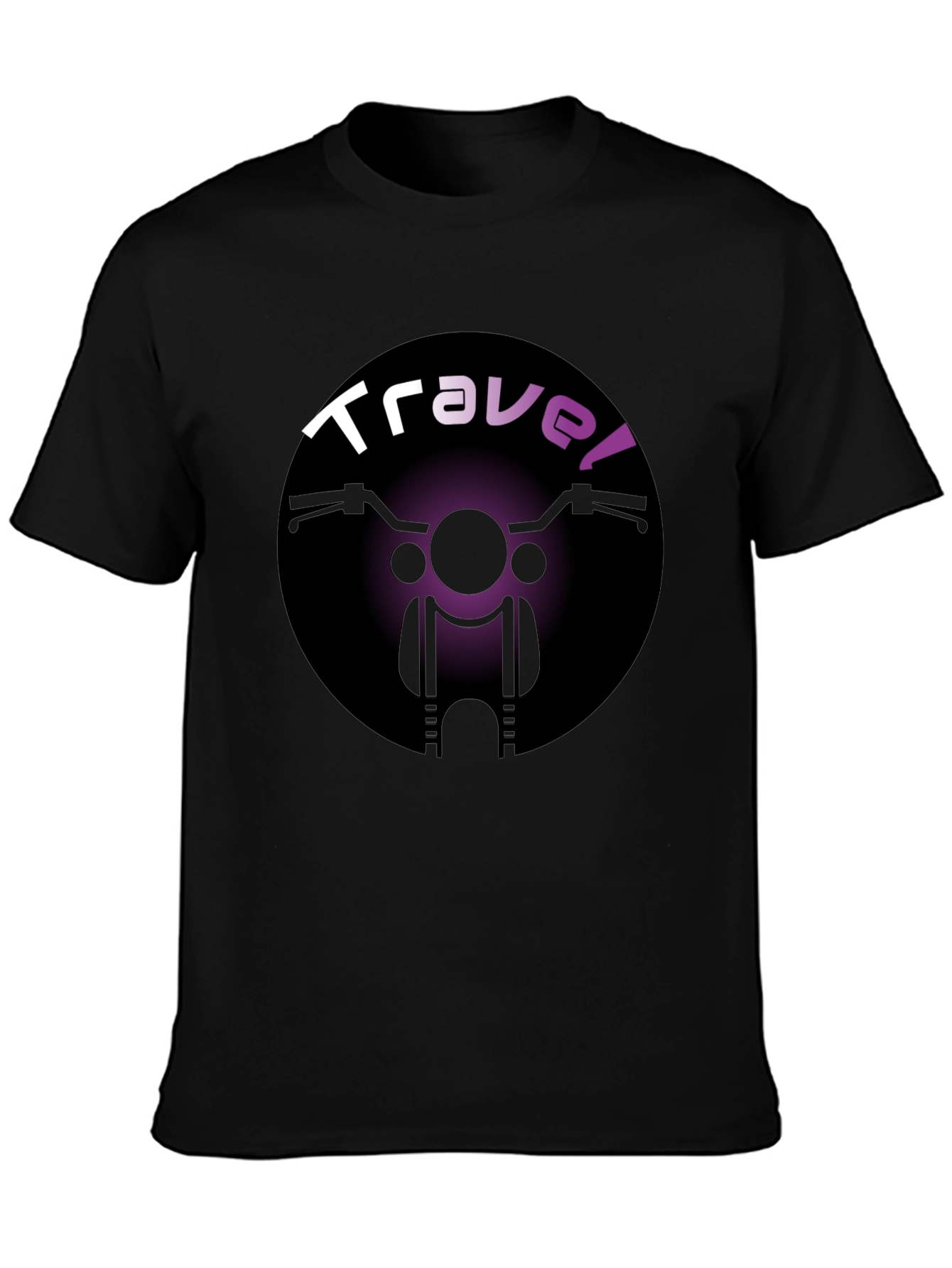 Travel Motorcycle T-Shirt - Black Crew Neck Tee