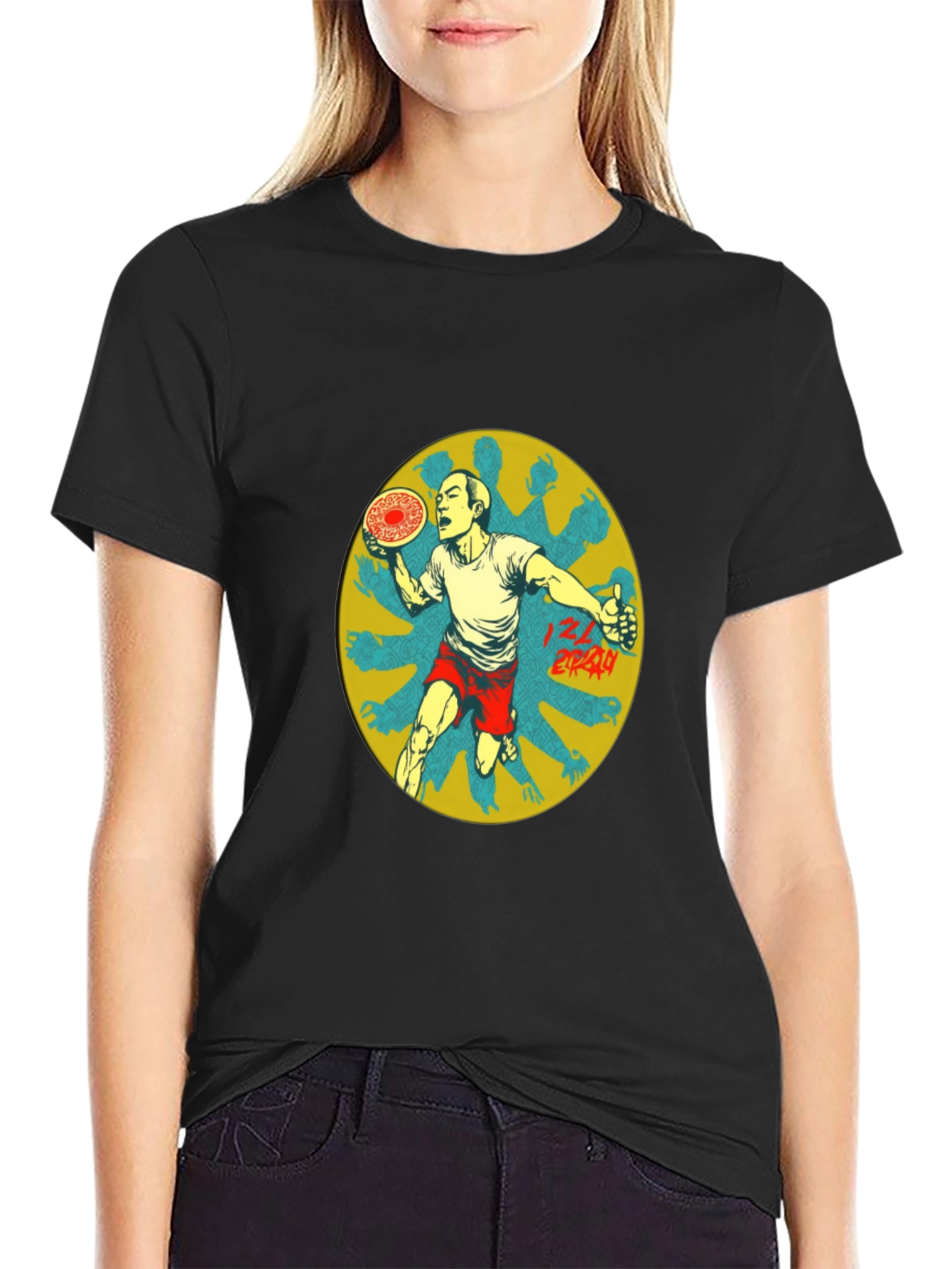 Graphic Print Tee - Ultimate Frisbee Thrower Design