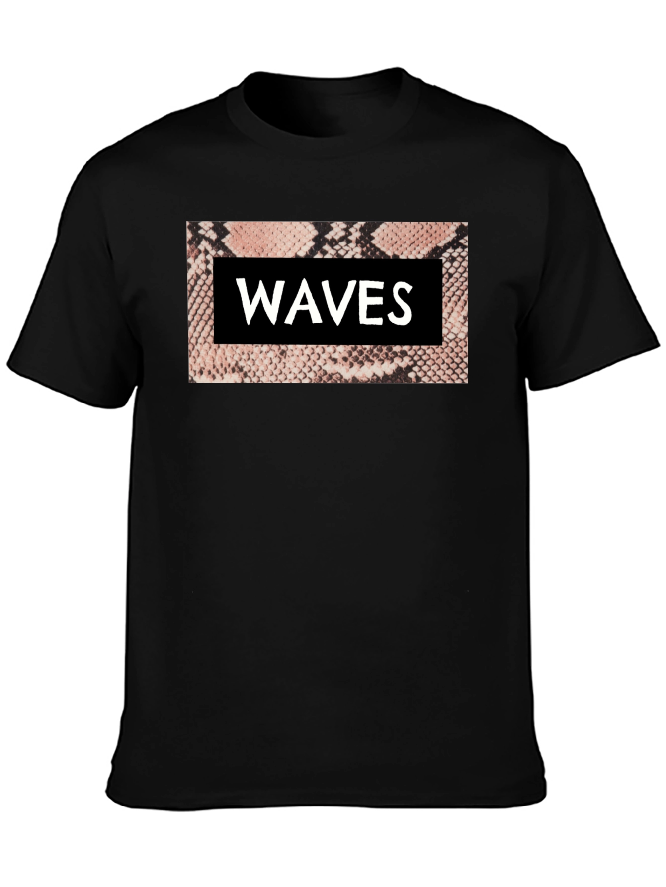 Waves Snake Print Graphic Tee - Black