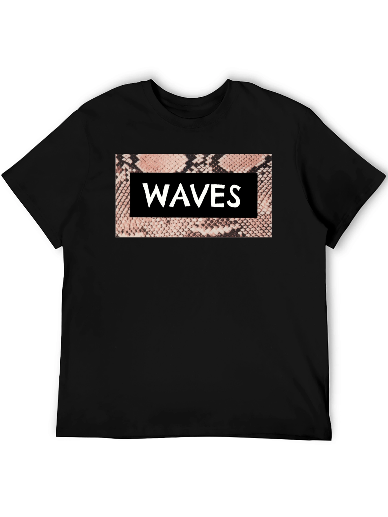 Waves Snake Print Graphic Tee - Black